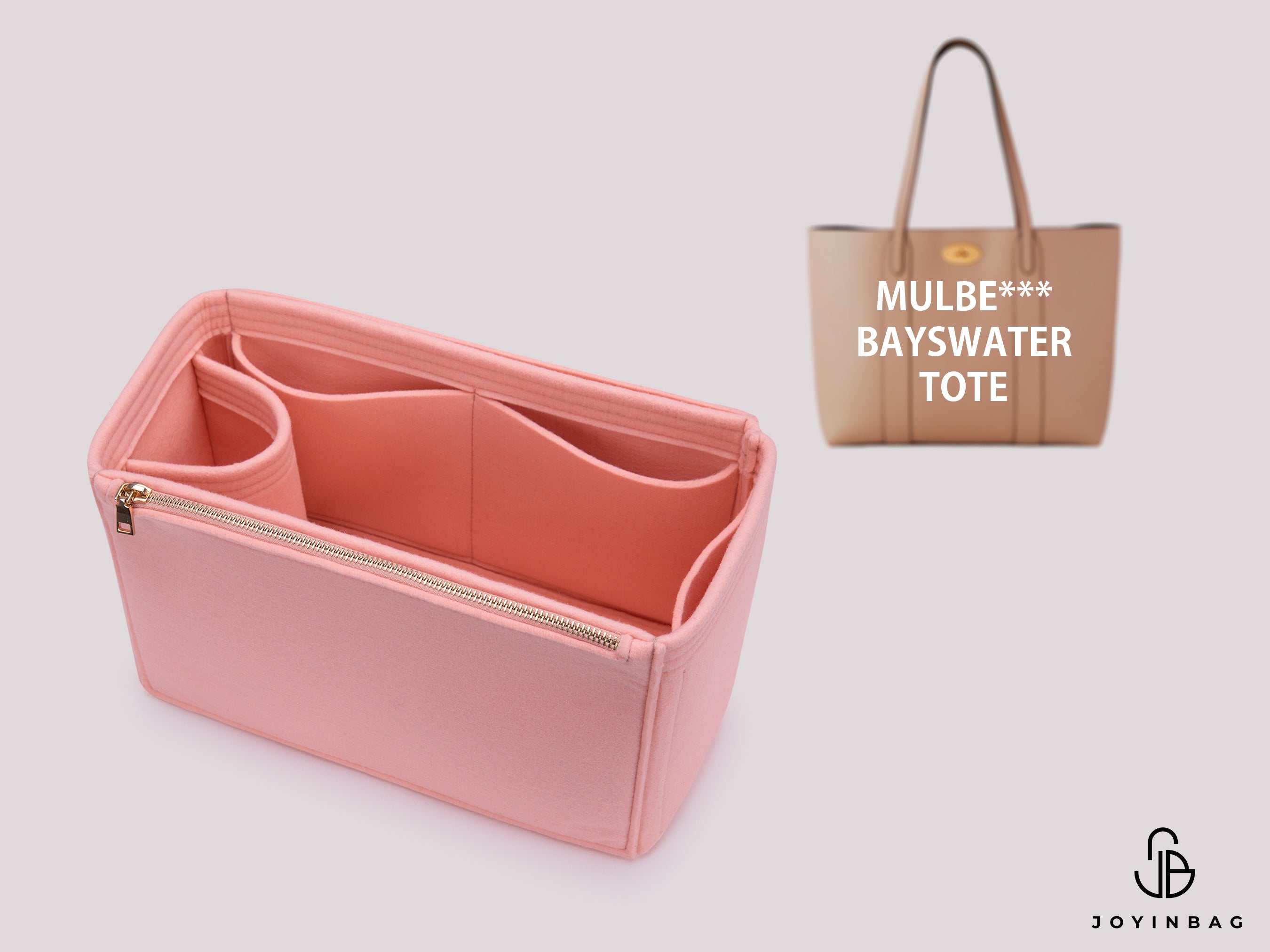 Mulberry Bayswater Tote Organizer – Custom Felt Insert with Gusseted & Zippered Pockets