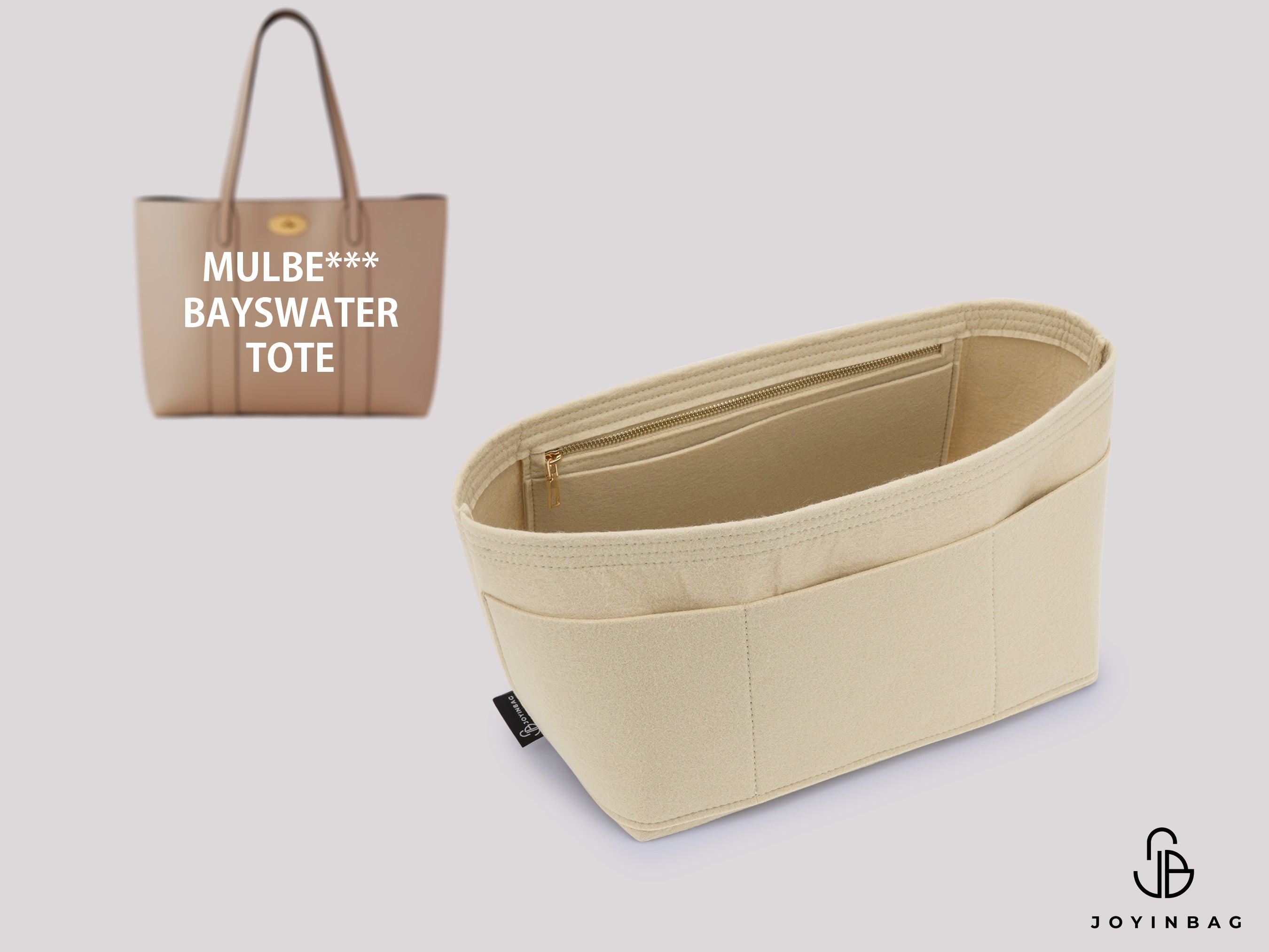Mulberry Bayswater Tote Organizer – Custom Felt Insert with Zippered & External Pockets