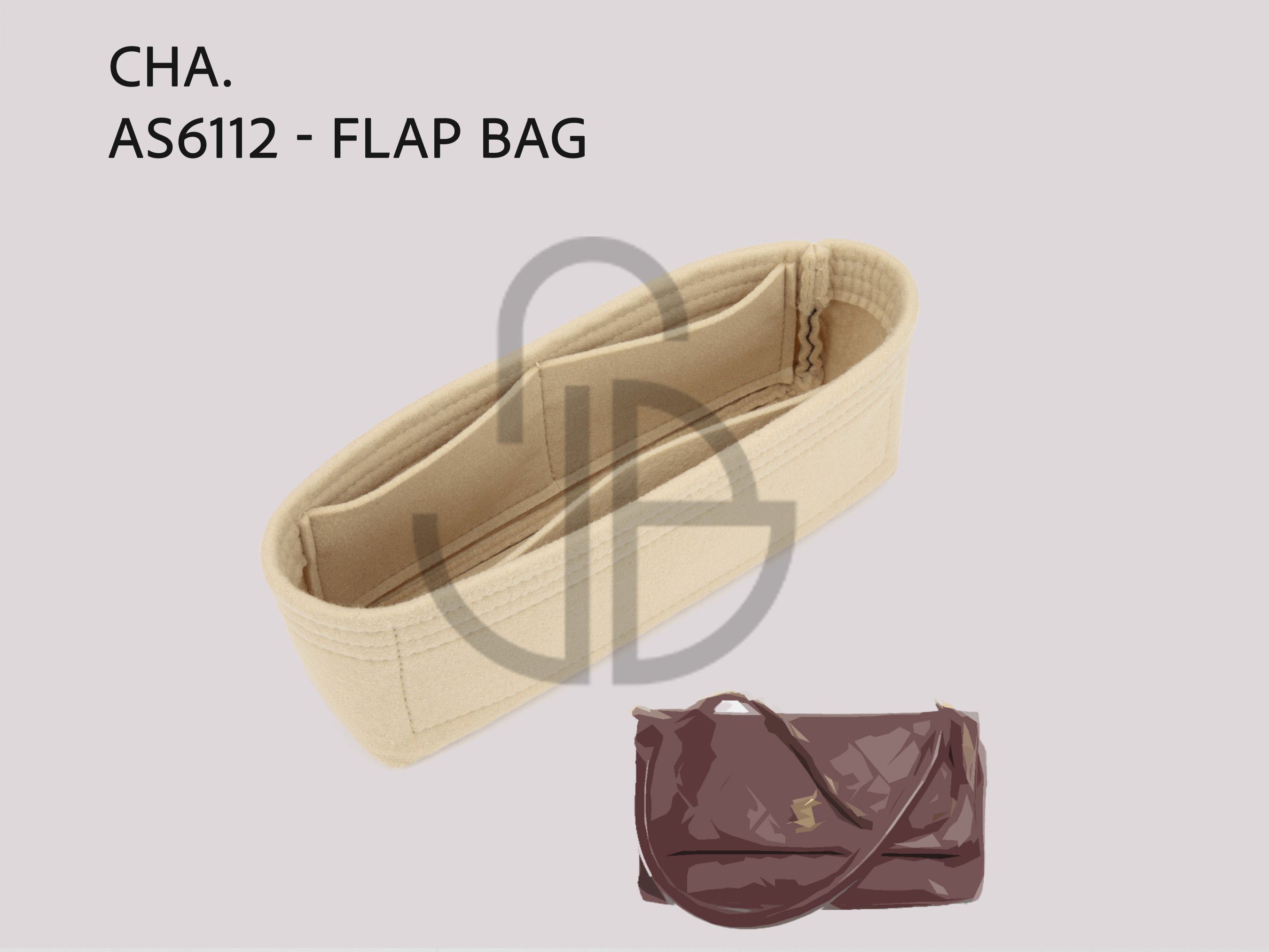 AS6112 Flap Bag Organizer Insert – Felt Purse Organizer with 3 Inner Pockets, 36 Colors, 2 mm Felt