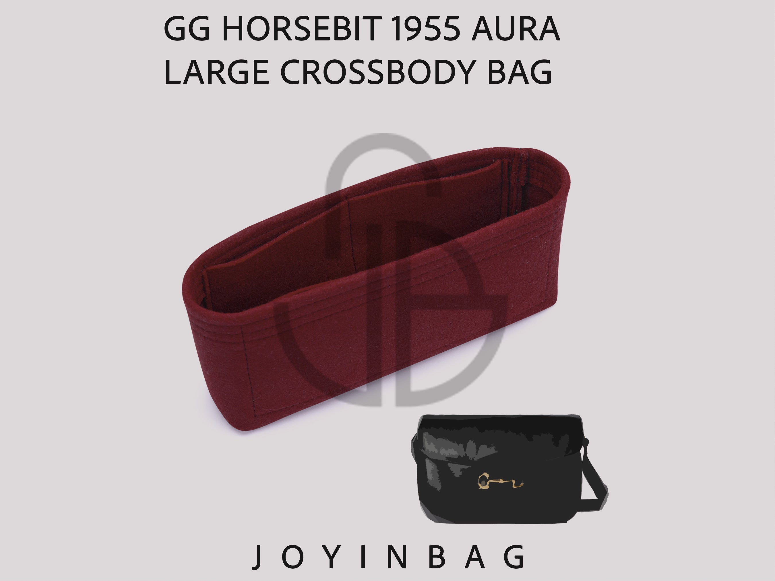 GG Horsebit 1955 Aura Large Crossbody Bag (Style 850515) Organizer Insert, 2mm Felt Liner with 3 Pockets
