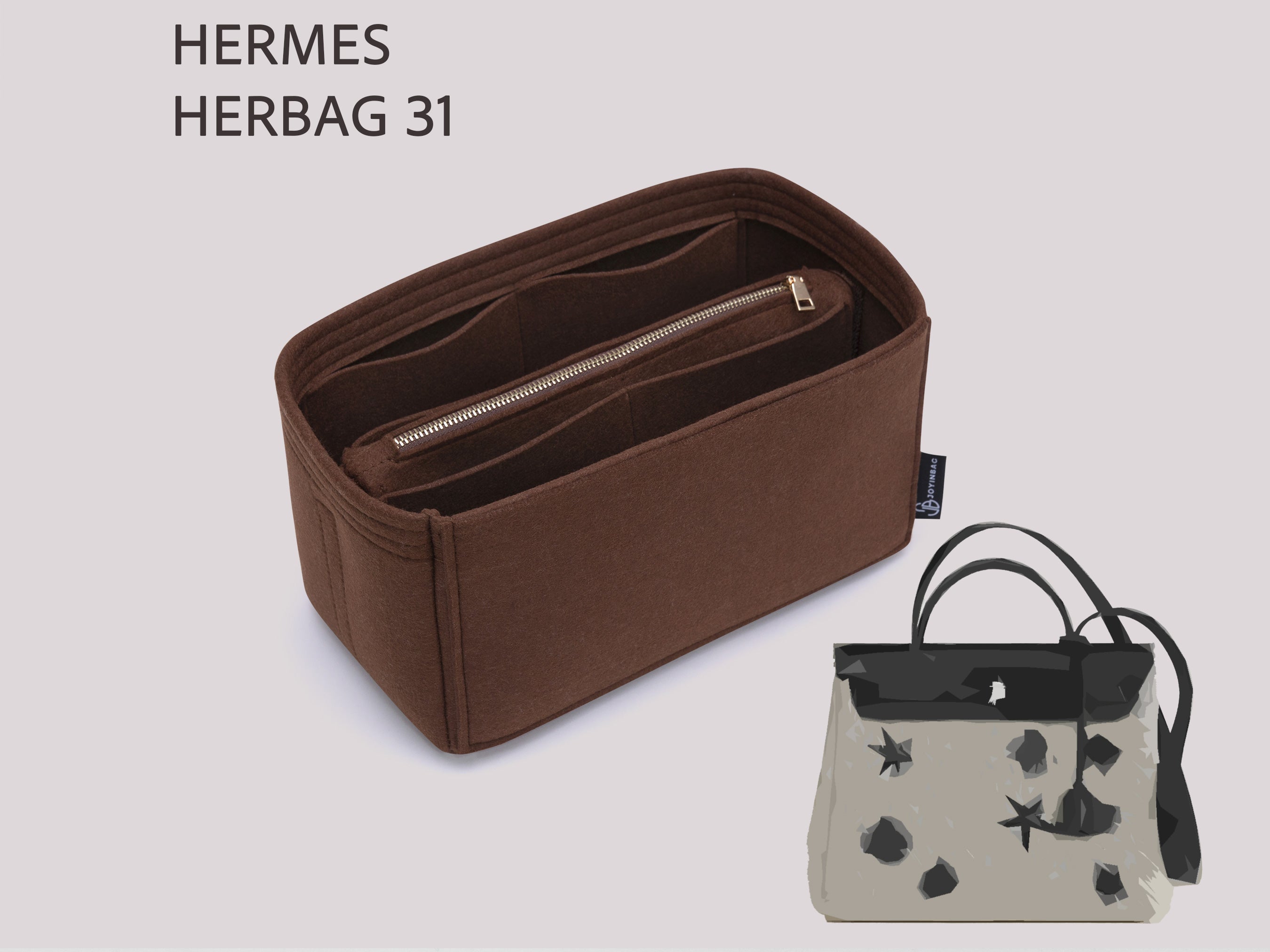 Hermes Herbag 31 Felt Bag Organizer Insert