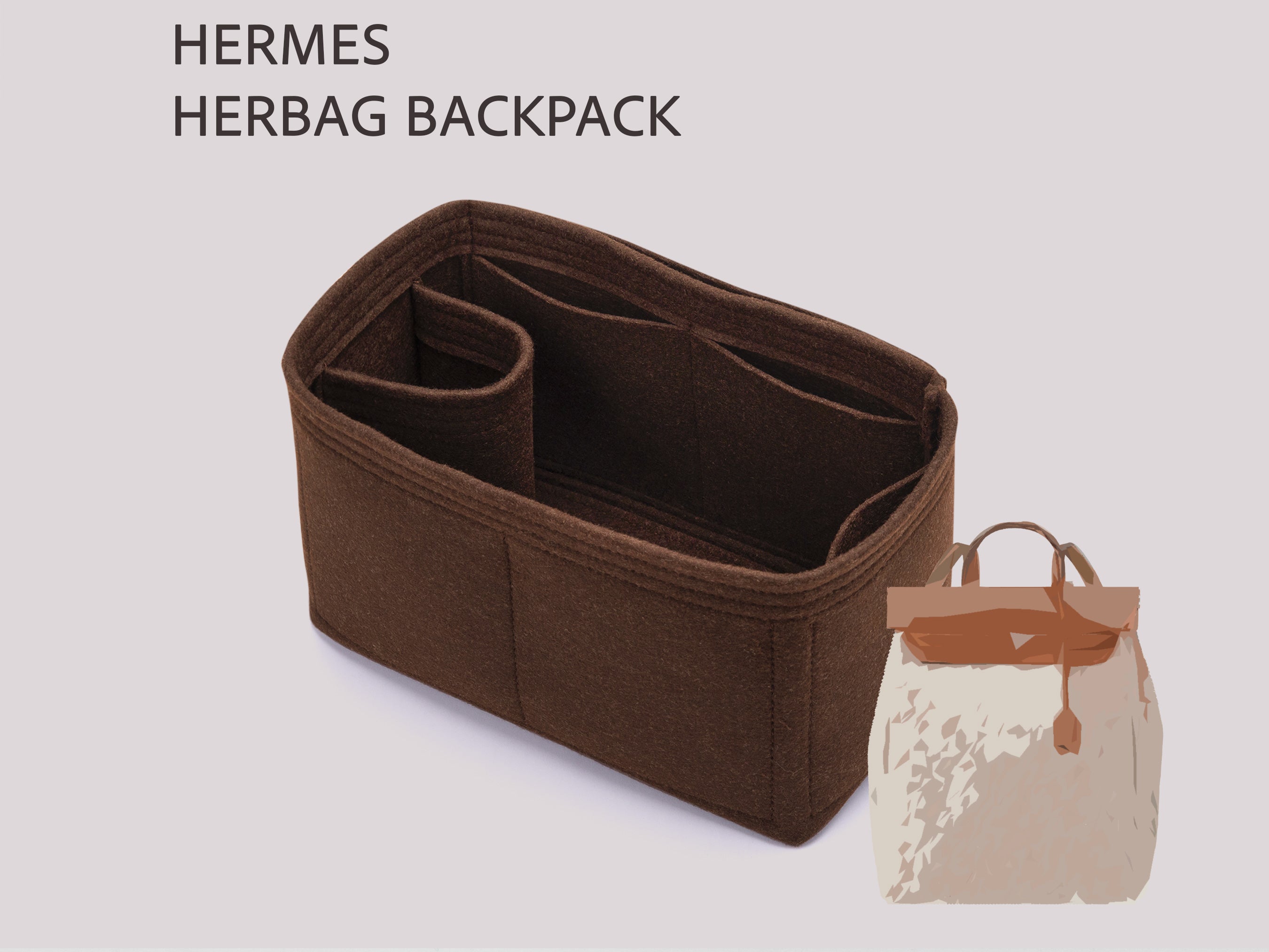 Hermes Herbag Backpack Felt Bag Organizer Insert