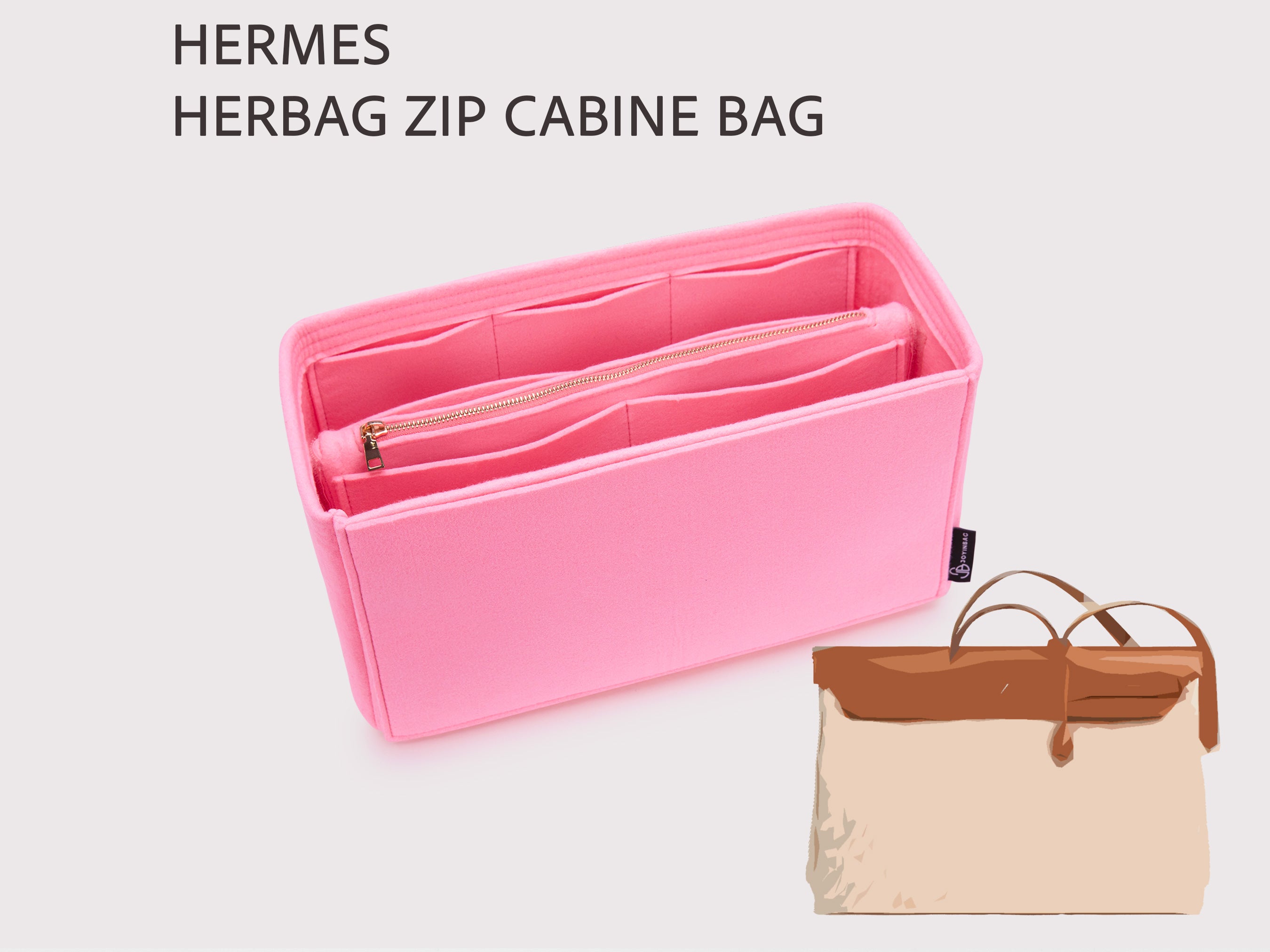 Hermes Herbag Zip Cabine Felt Bag Organizer Insert
