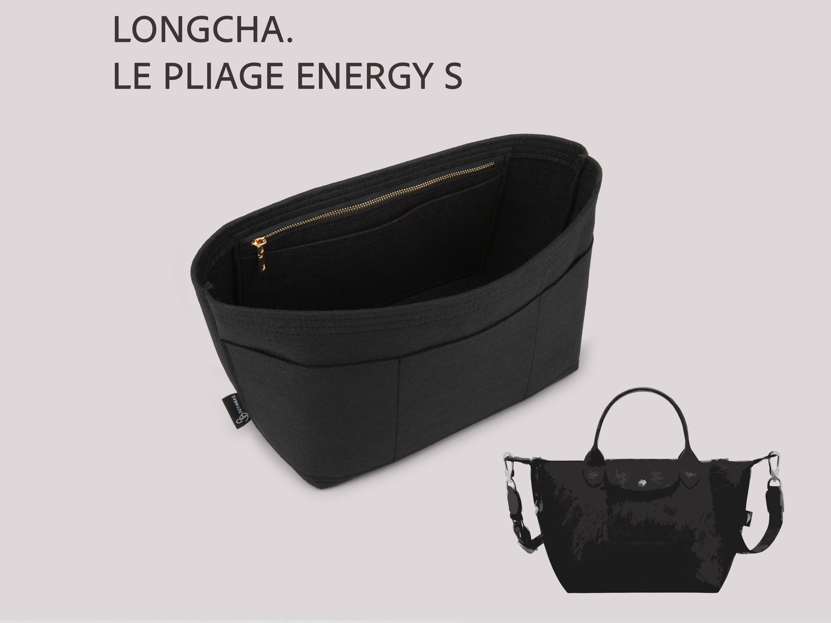 Le Pliage Energy S Felt Handbag Organizer with Zipper Pocket