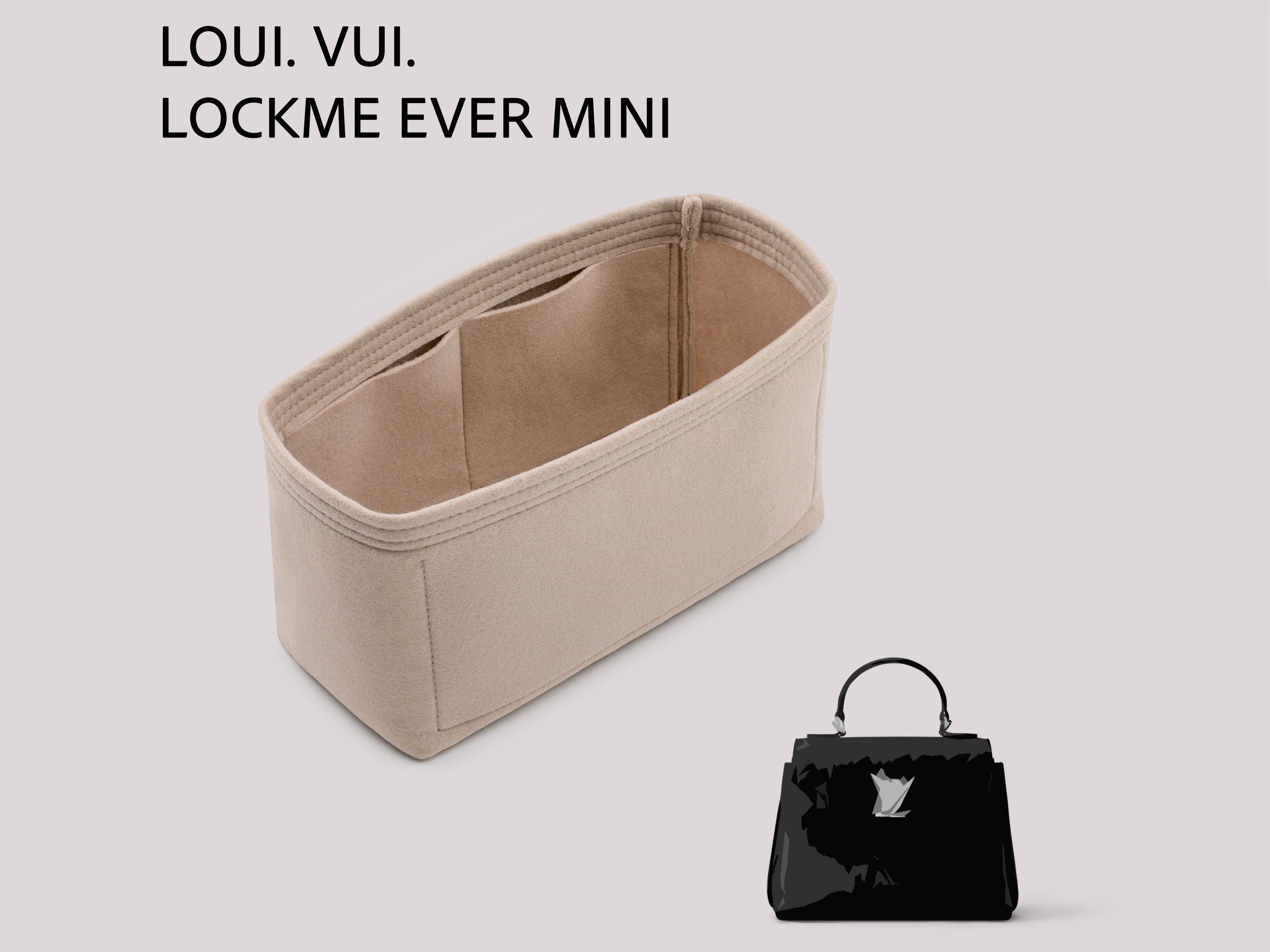 Compact Felt Insert for Lockme Ever Mini Bag with Interior Pocket Layout
