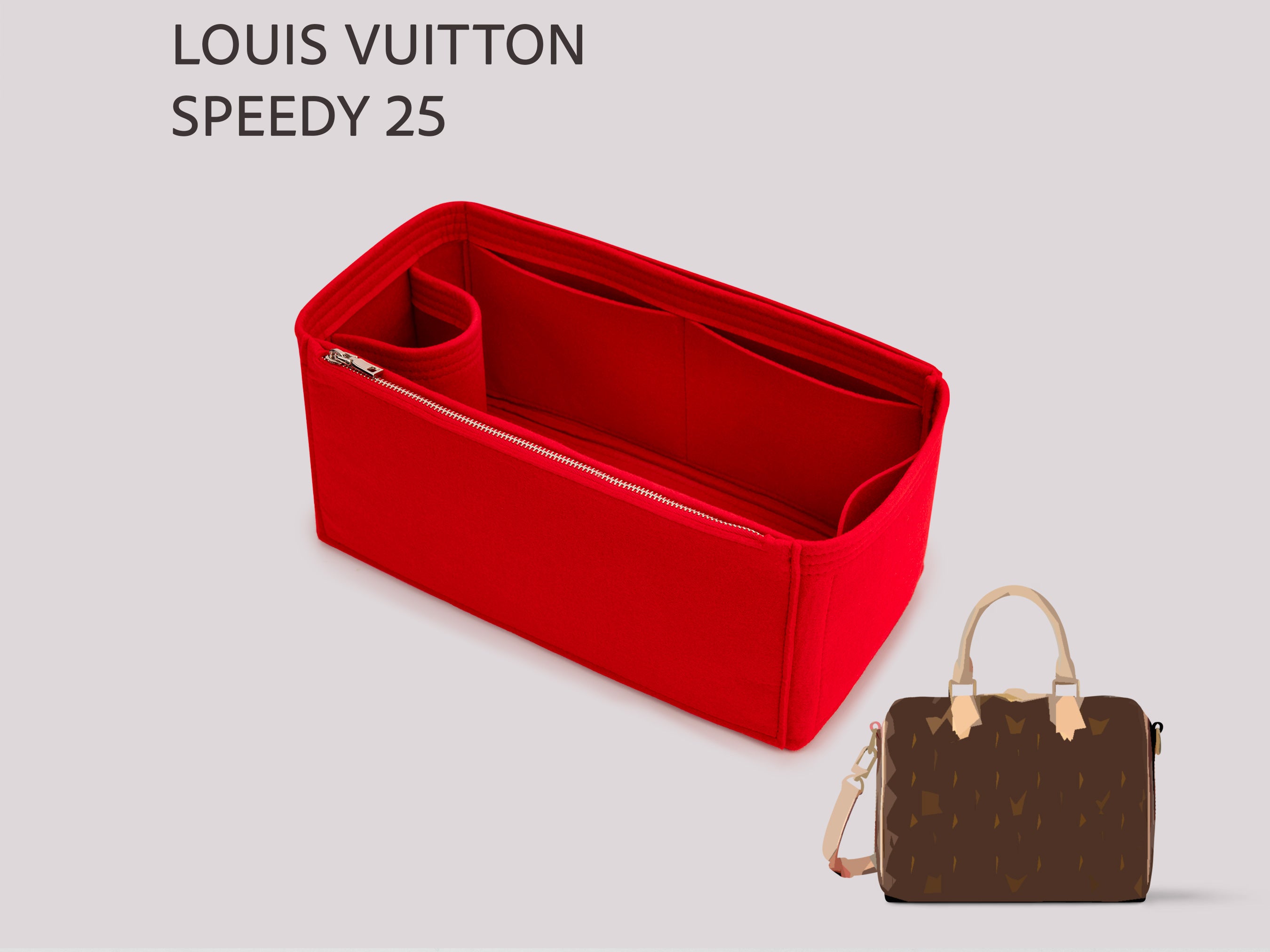 Louis Vuitton Speedy 25 Felt Bag Organizer With Bottle Holder