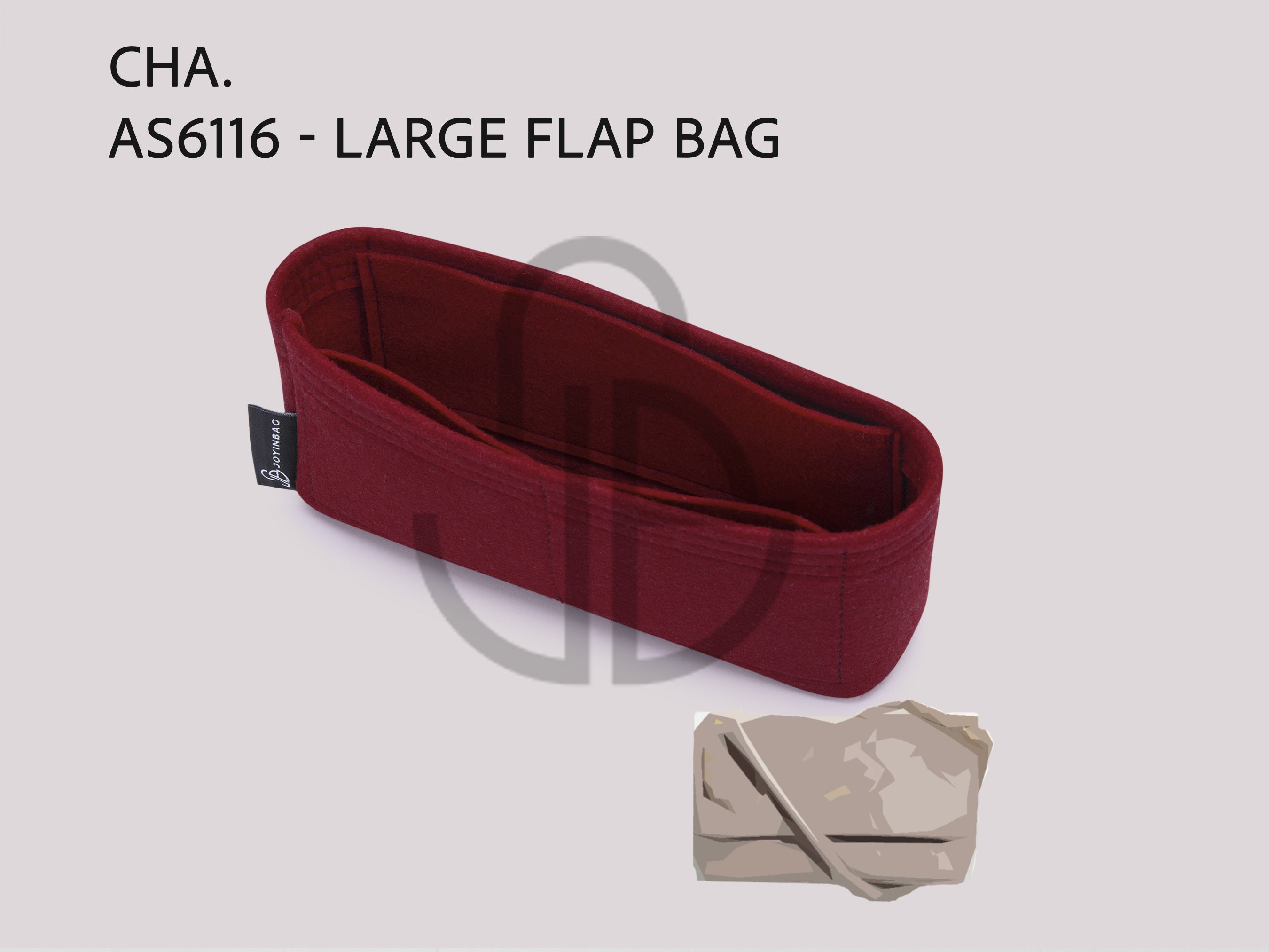 AS6116 Large Flap Bag Organizer Insert – Felt Purse Organizer with 3 Inner Pockets, 36 Colors, 2 mm Felt