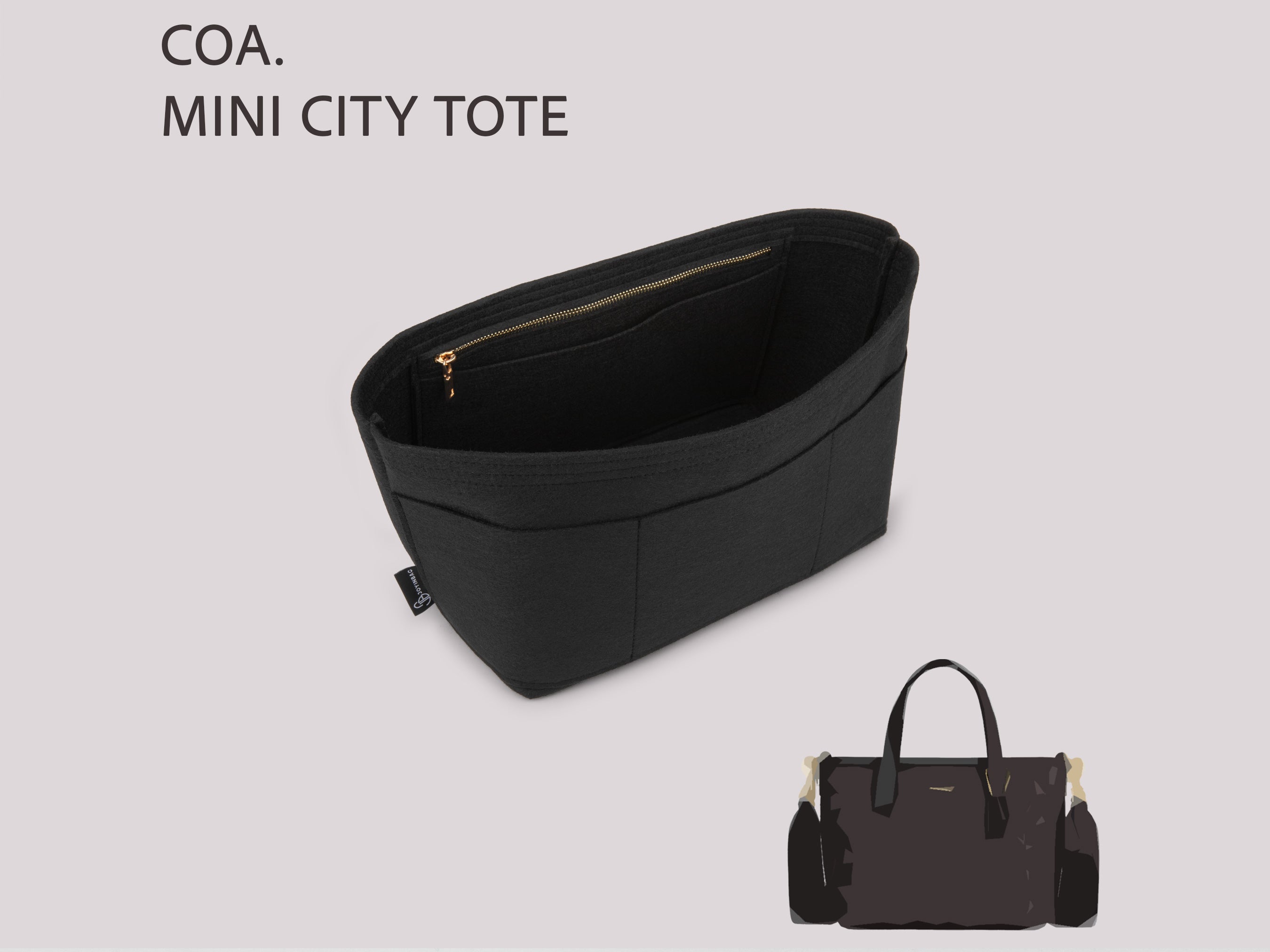 Coach Mini City Tote Organizer with Zipper Pocket and Structured Felt Insert