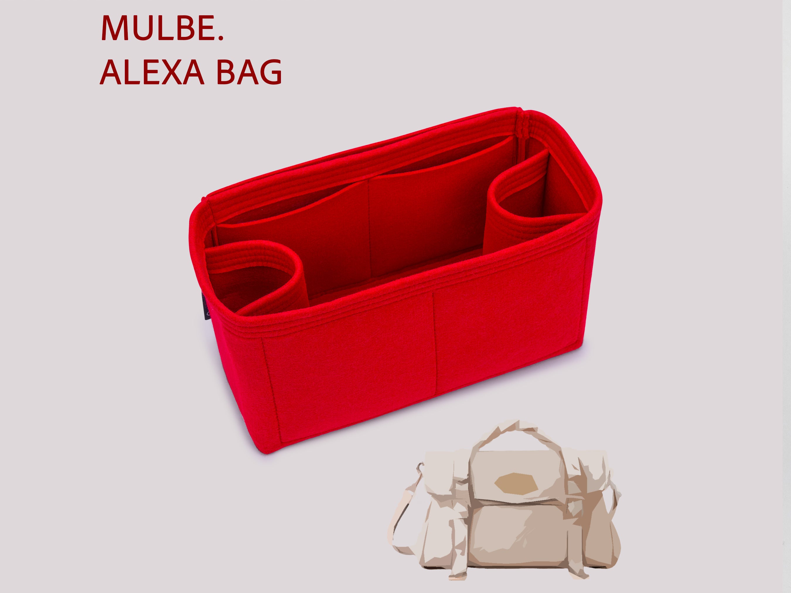 Alexa Handbag Organizer Insert with Dual Bottle Holders and Felt Structure