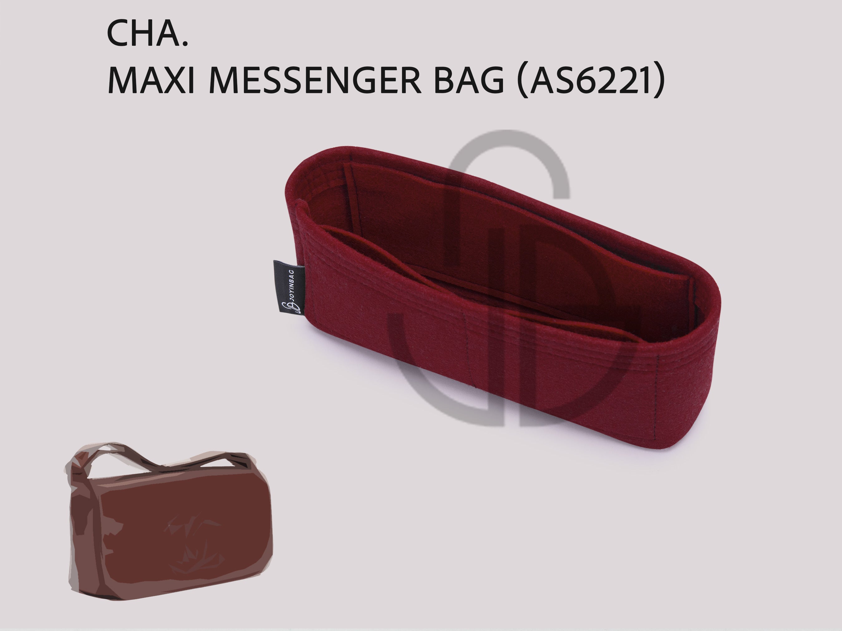 AS6221 Maxi Messenger Bag Organizer Insert Felt 3 Pocket Bag Liner