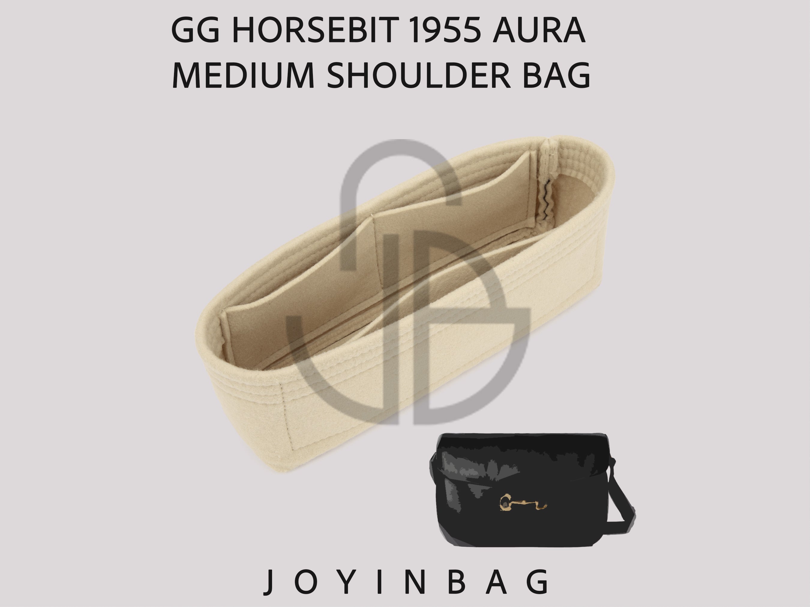 GG Horsebit 1955 Aura Medium Shoulder (Style 836890) Bag Organizer Insert, 2mm Felt Liner