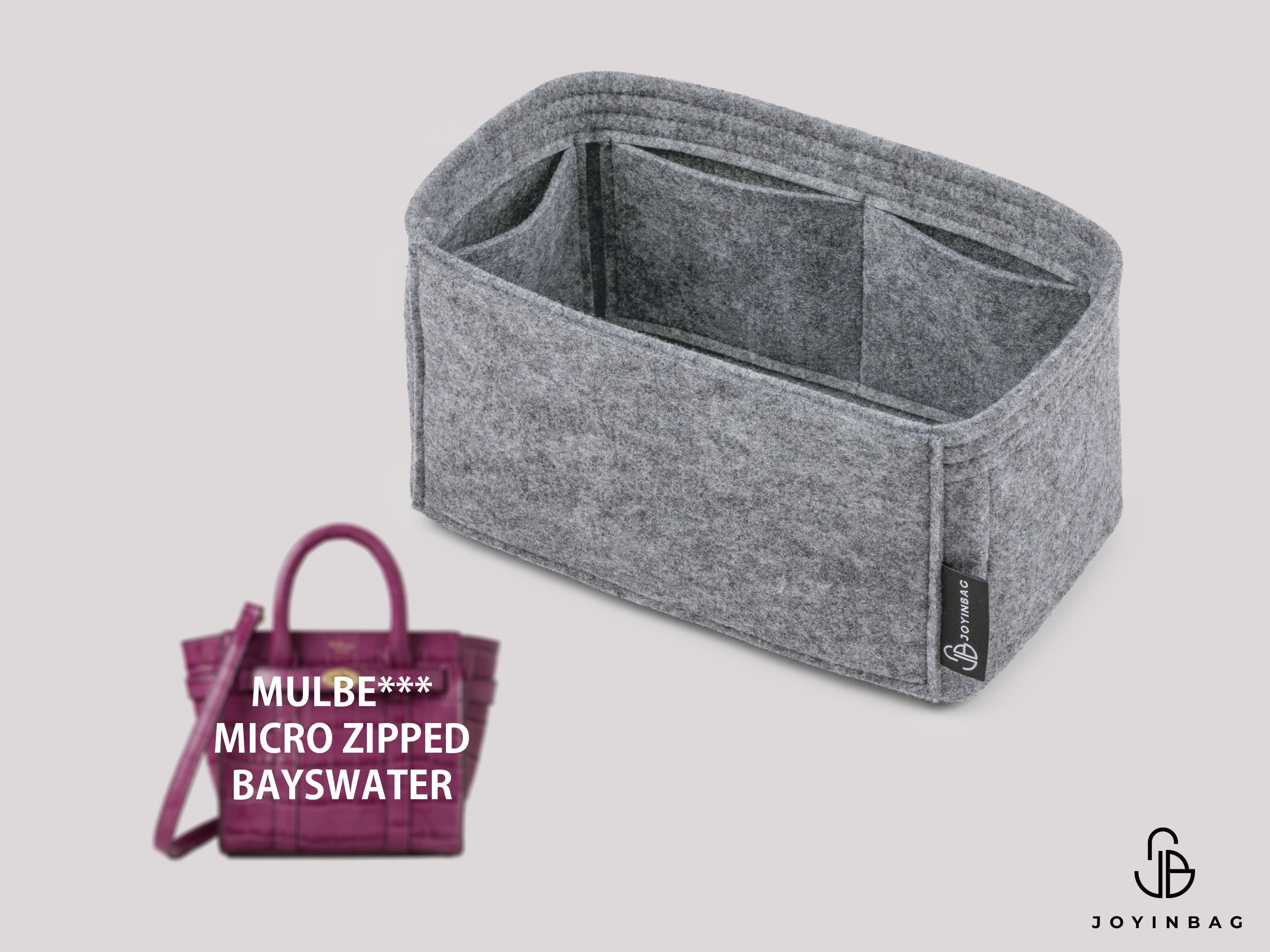 Mulberry Micro Zipped Bayswater Bag Organizer – Custom Felt Insert with Pockets