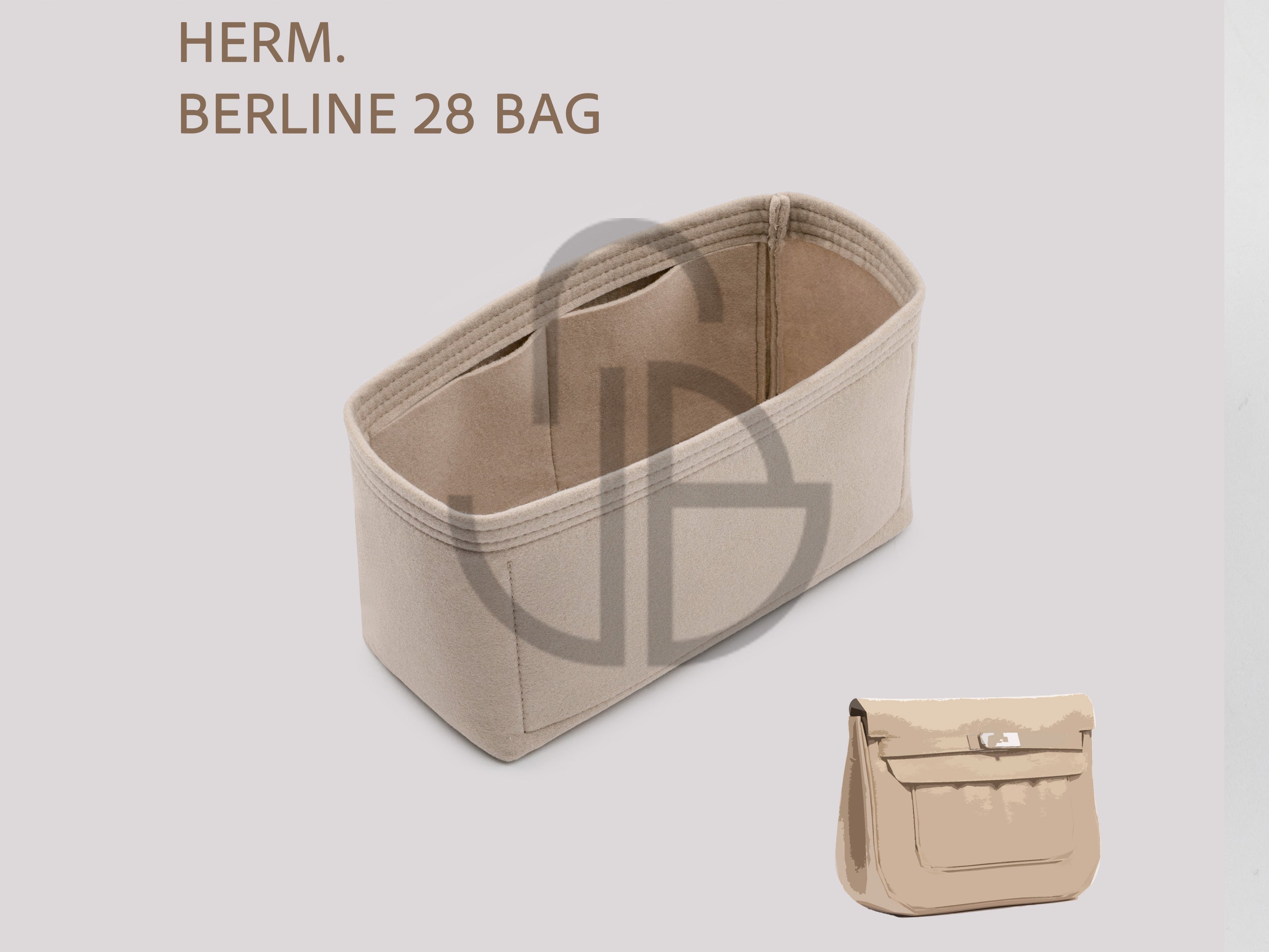 Hermes Berlin 28 Bag Organizer Insert – Felt Liner with Interior Pockets