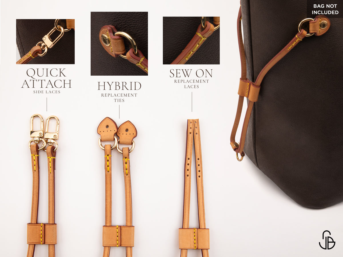 Neverfull Side Strap Replacement, Leather Replacement Straps, PM MM GM, Quick Attach or Sew-On