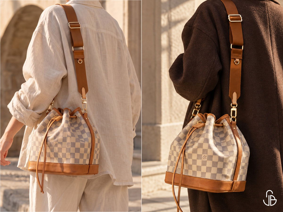 Adjustable Crossbody Bag Strap – 4cm Wide Woven Fabric Replacement Shoulder Strap with Leather Ends
