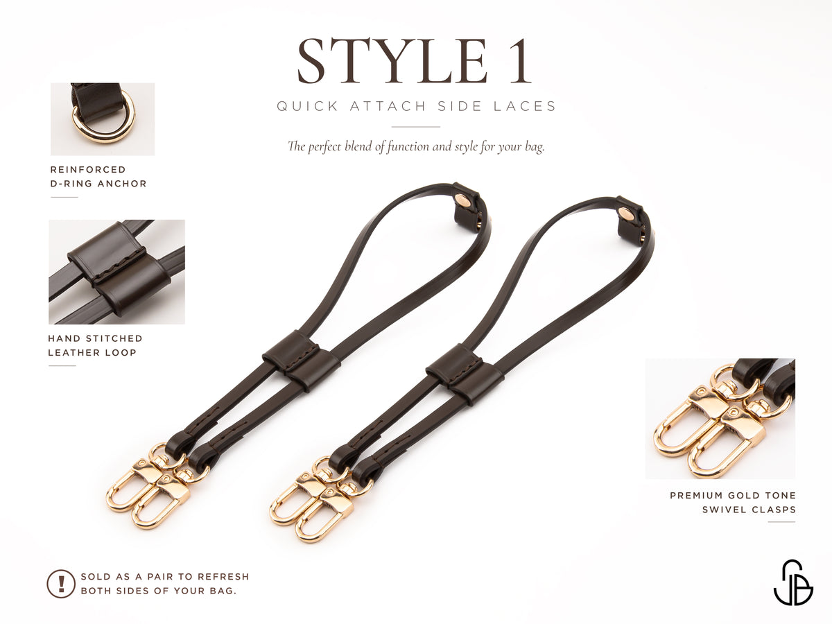 Neverfull Side Strap Replacement, Leather Replacement Straps, PM MM GM, Quick Attach or Sew-On