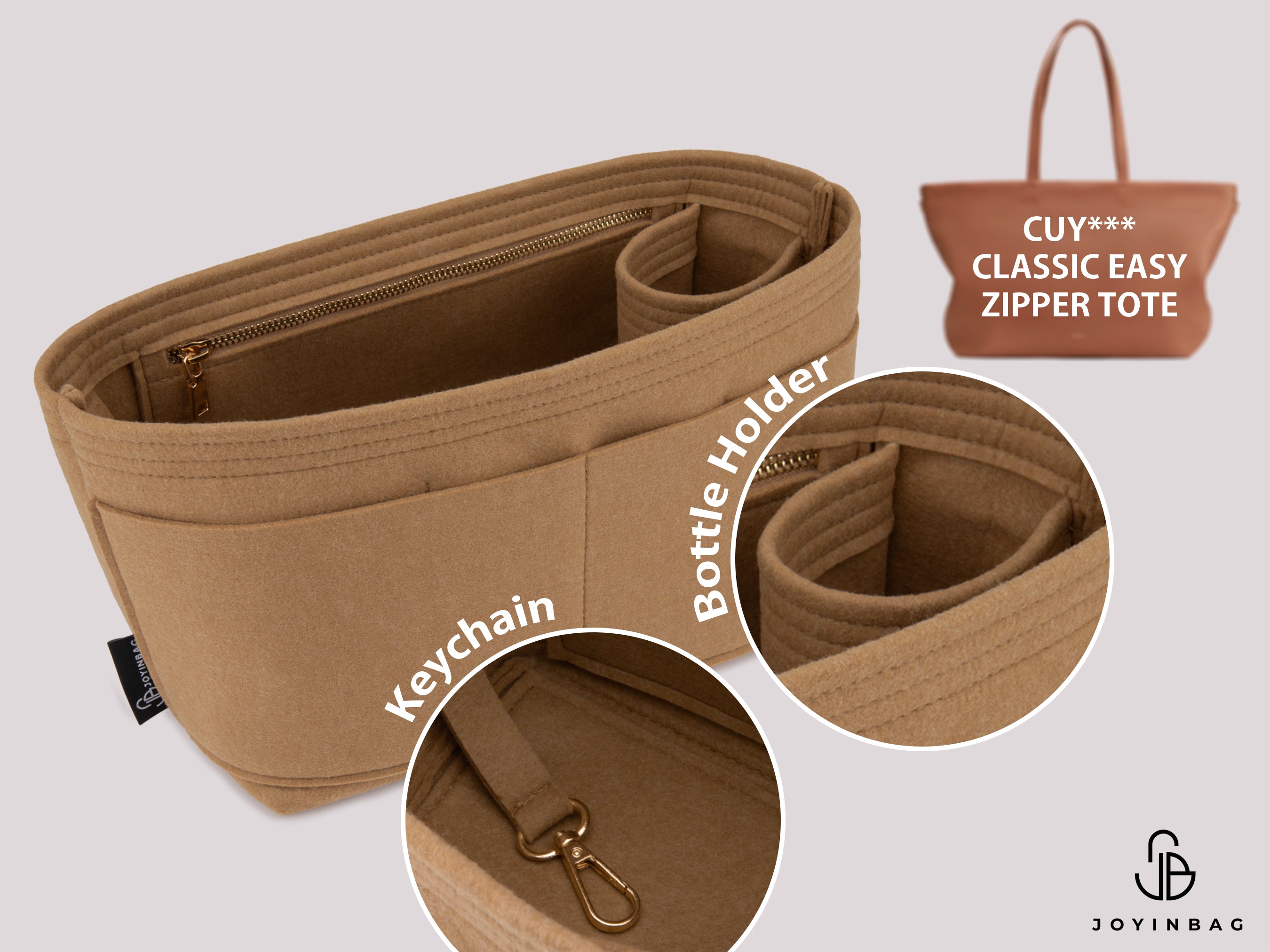 Cuy. Classic Easy Zipper Tote Bag Insert