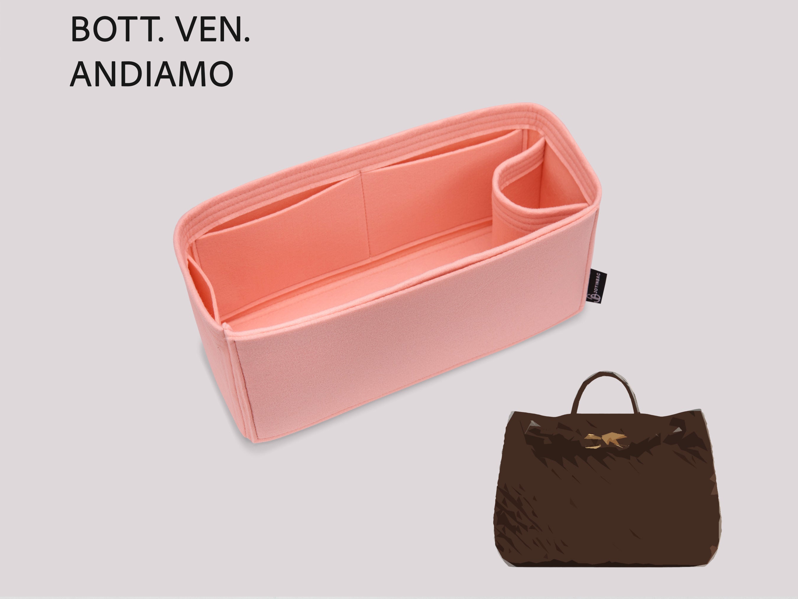 Bottega Veneta Andiamo Bag Organizer Insert – Felt Liner with Bottle Holder