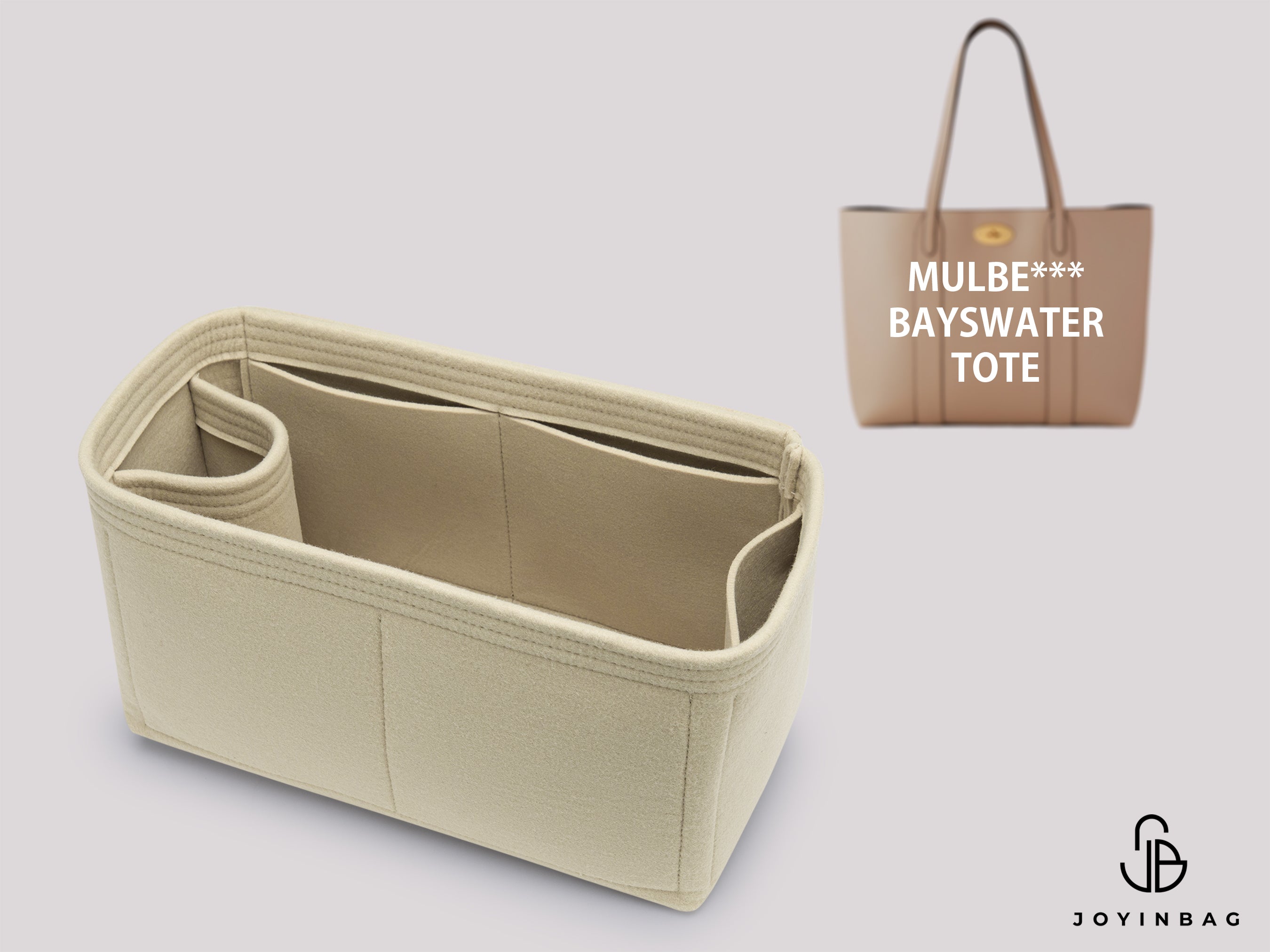 Mulberry Bayswater Tote Organizer – Felt Bag Insert with Bottle Holder & Pockets