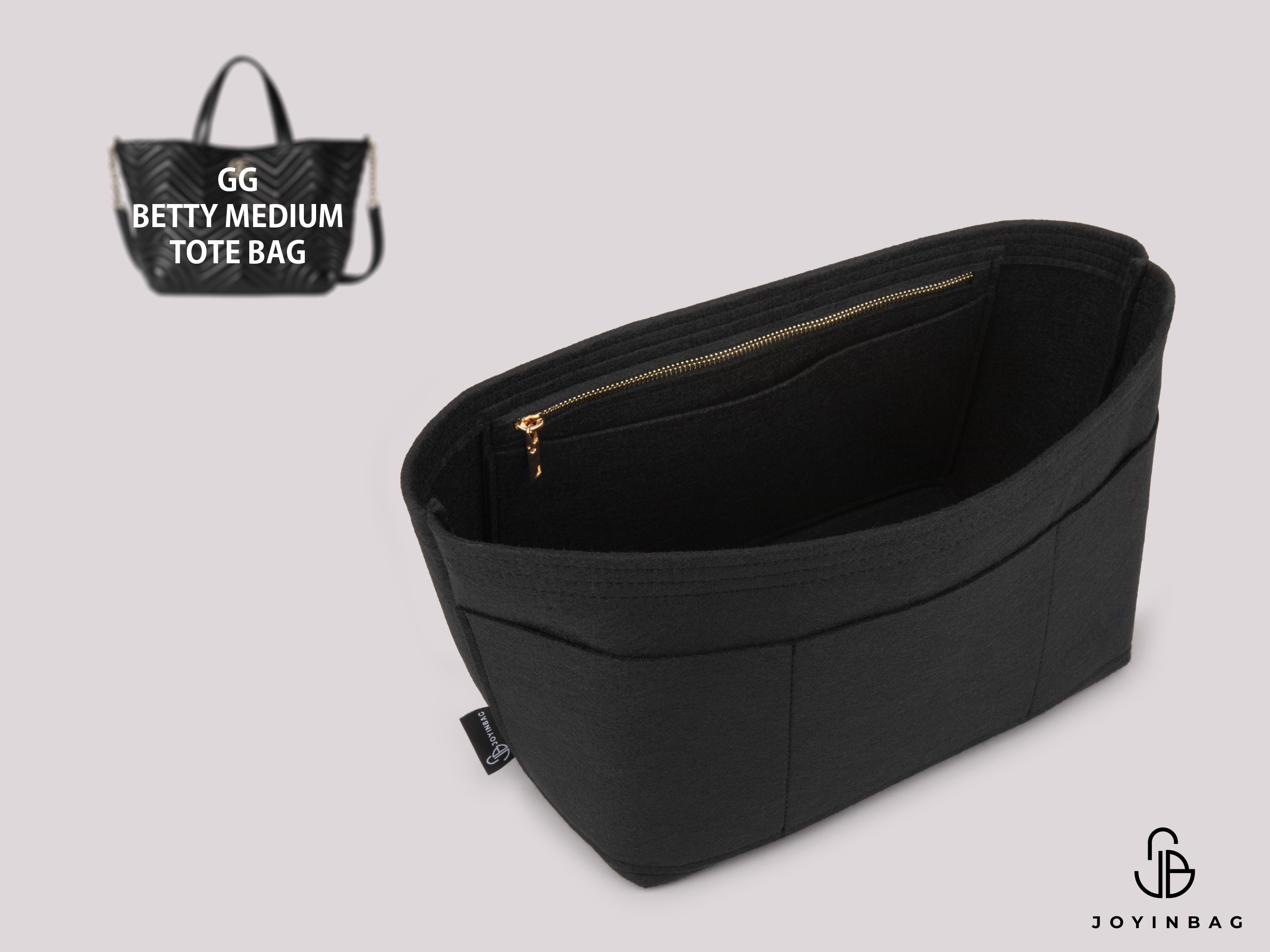 GG Betty Medium Tote Bag Organizer – Custom Fit with 5 Inside & 3 Outside Pockets