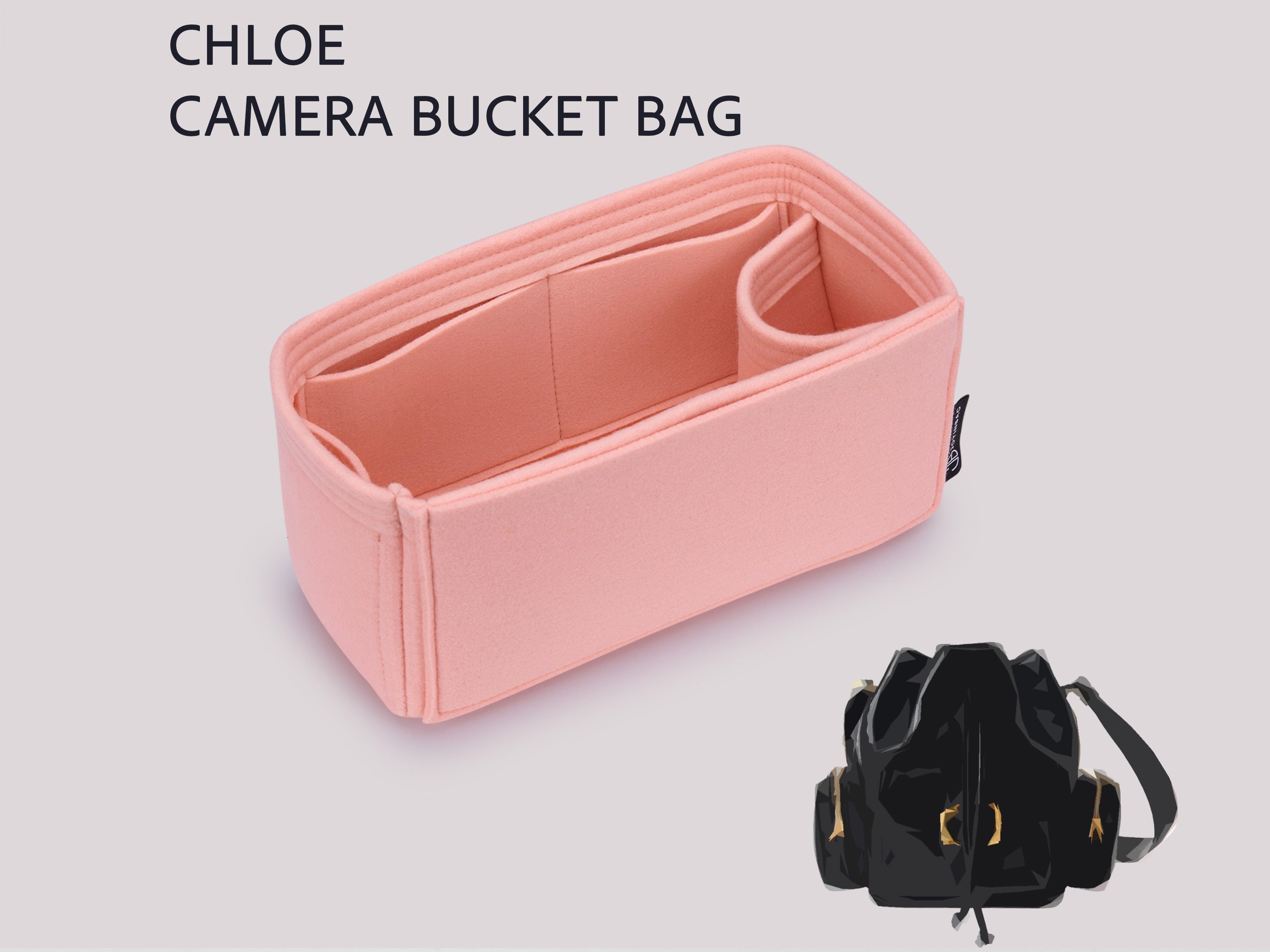 Camera Bucket Bag Organizer Insert with Bottle Holder and Outer Pocket
