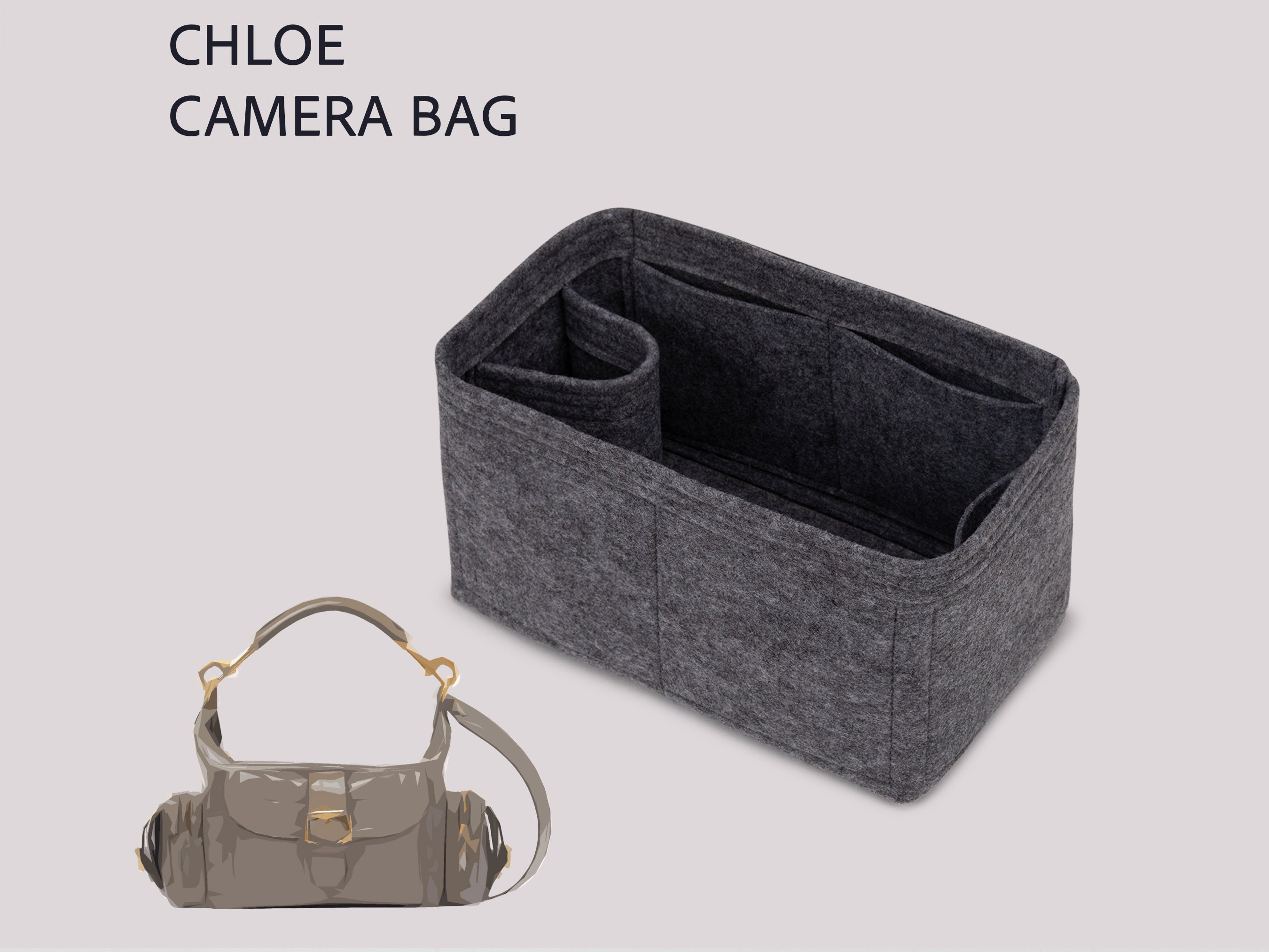 Camera Bag Organizer Insert with Bottle Holder and Outer Pocket