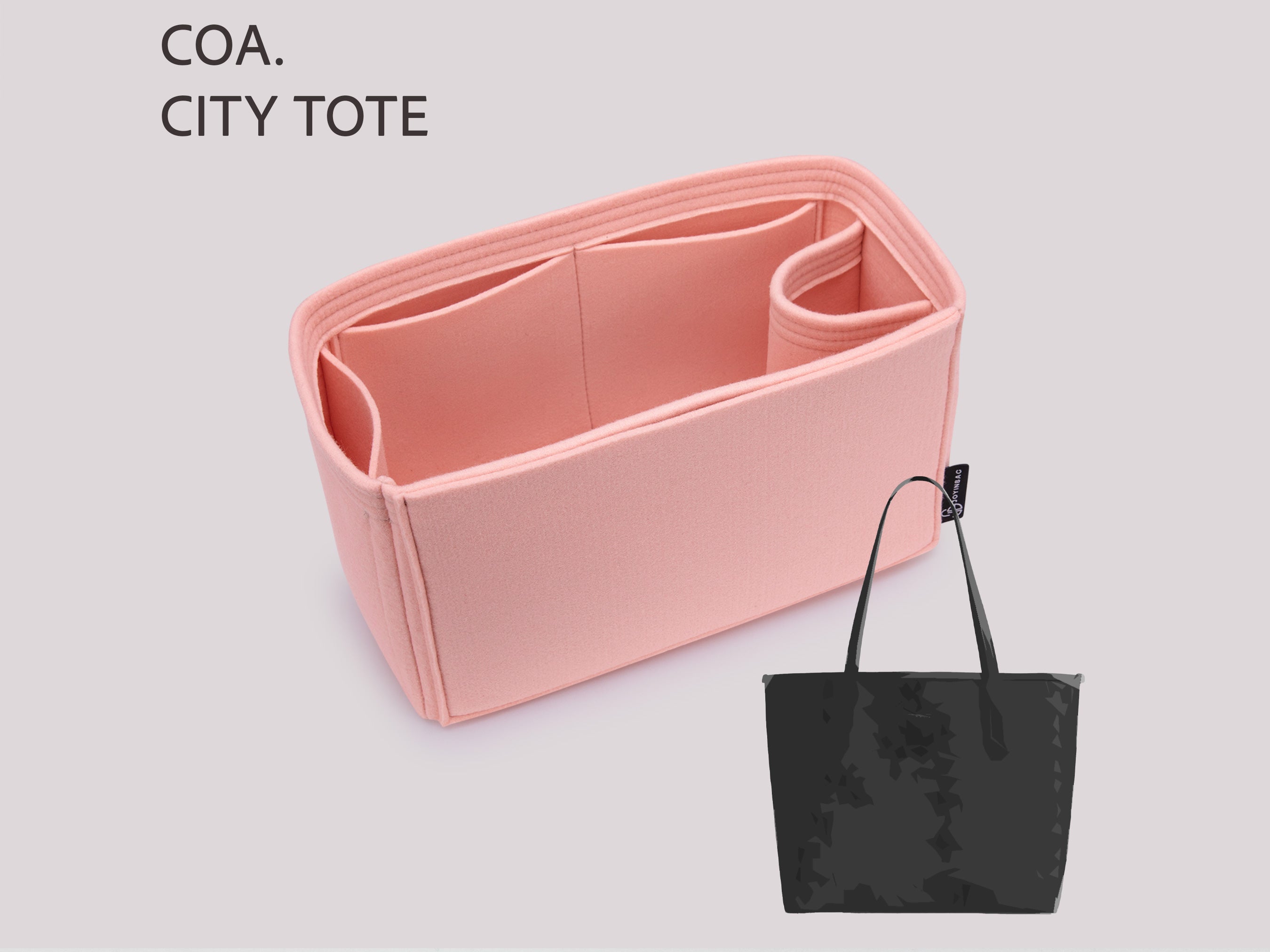 Coach City Tote Organizer with Bottle Holder and Structured Felt Insert