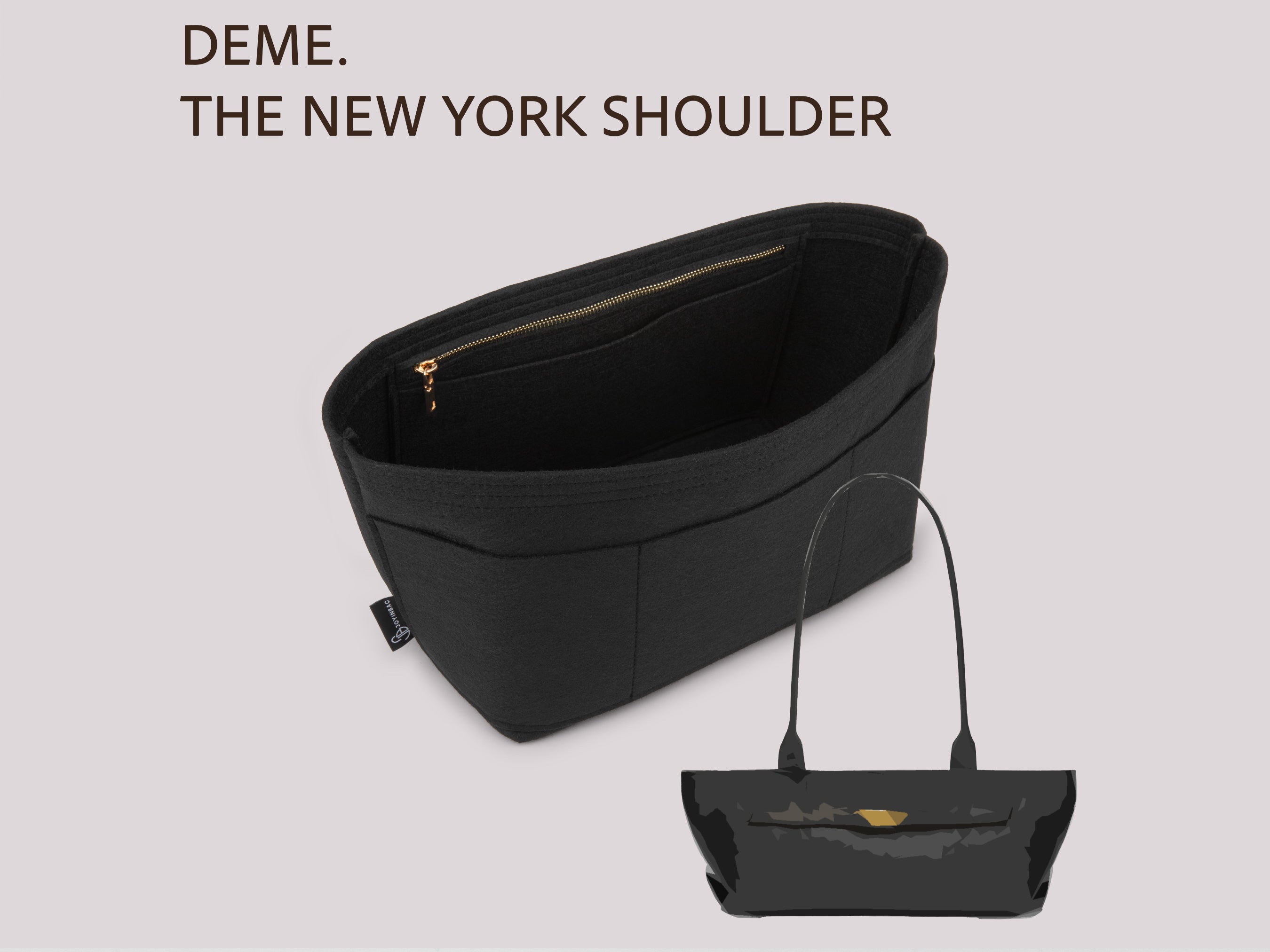 DeMellier New York Shoulder Bag Organizer with Zipper Pocket