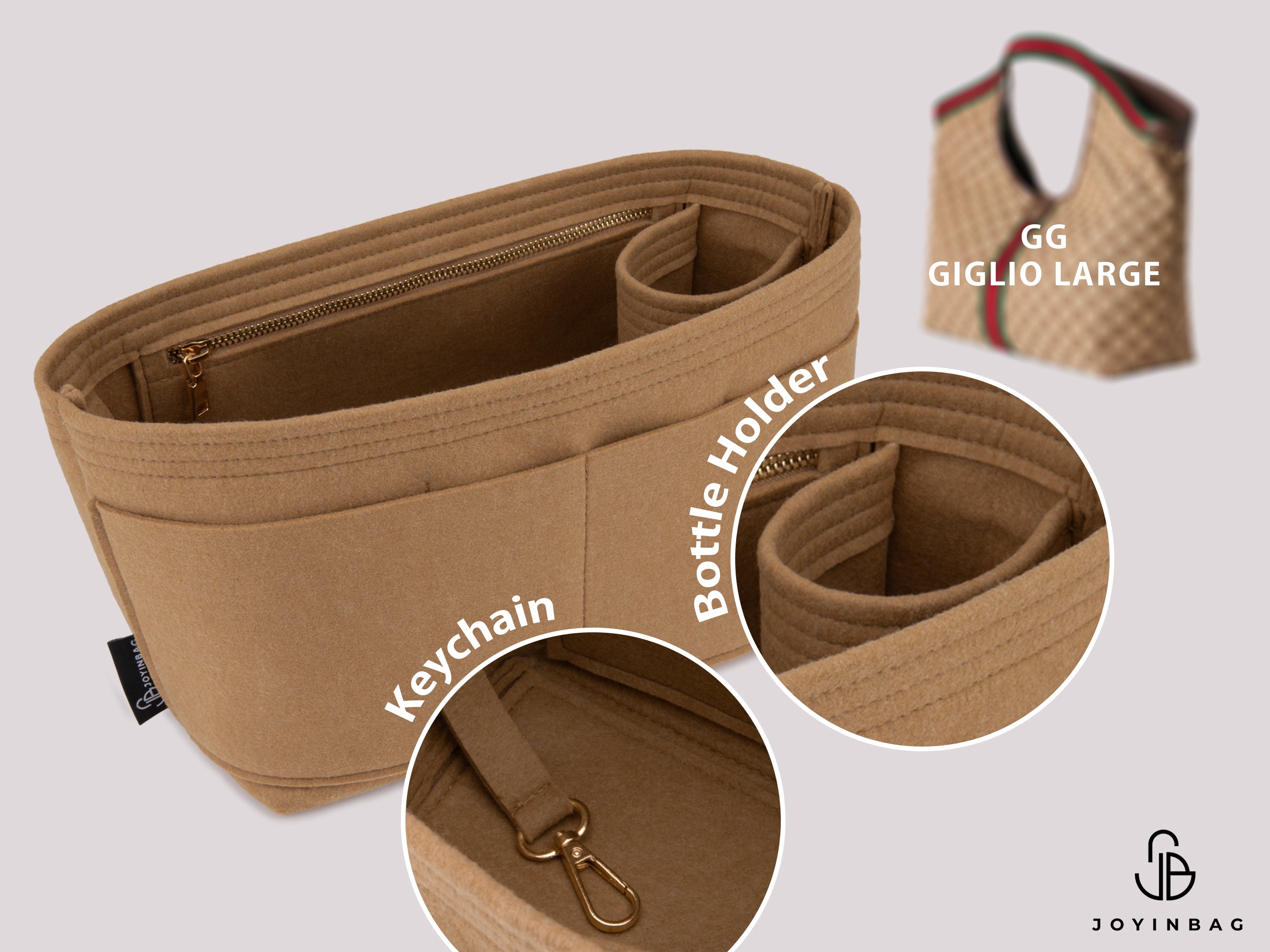 Custom Organizer for GG Giglio Large Bag – Multiple Pockets, Bottle Holder and 36 Colors