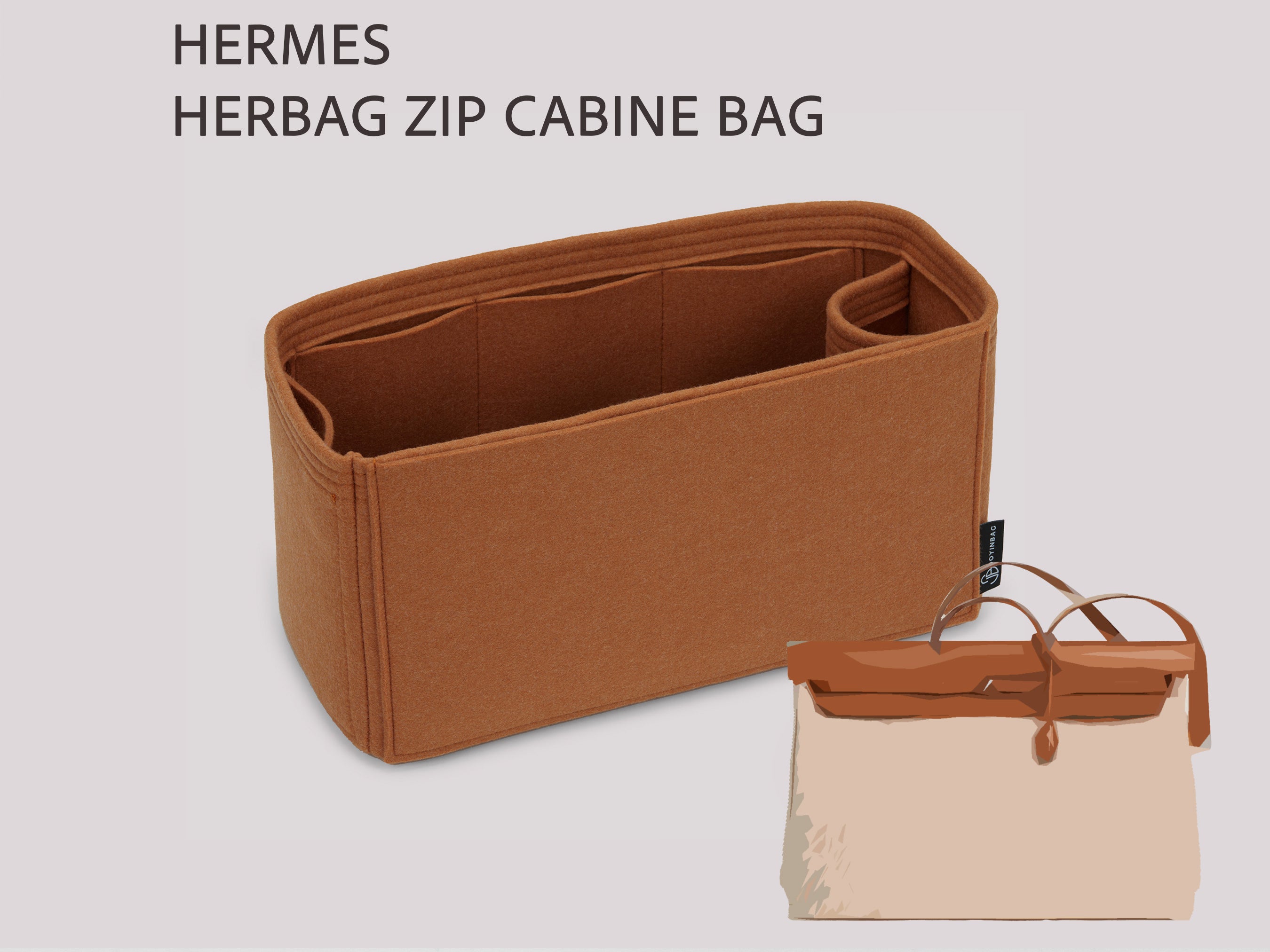 Hermes Herbag Zip Cabine Felt Bag Organizer Insert