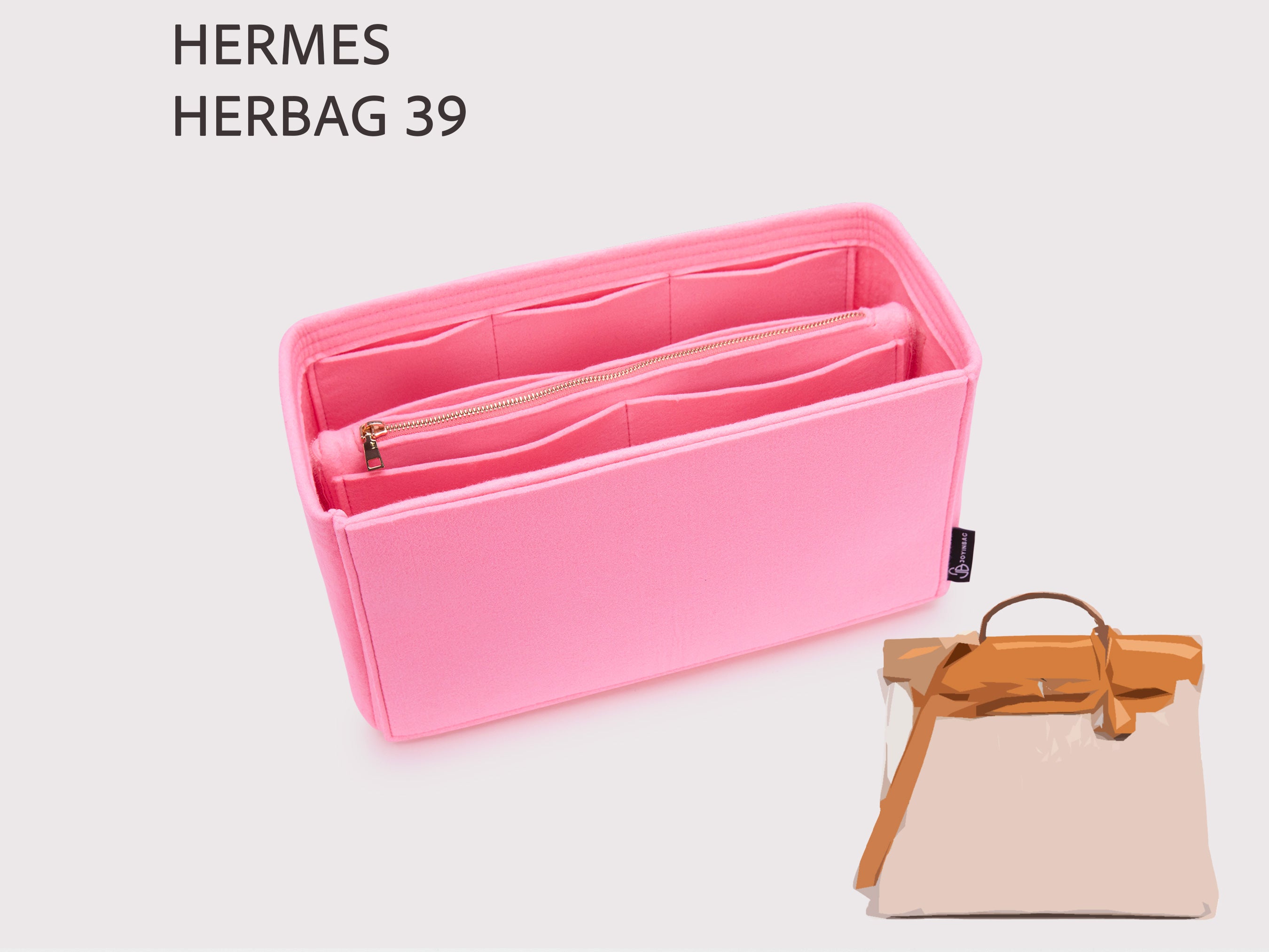 Hermes Herbag 39 Felt Bag Organizer Insert