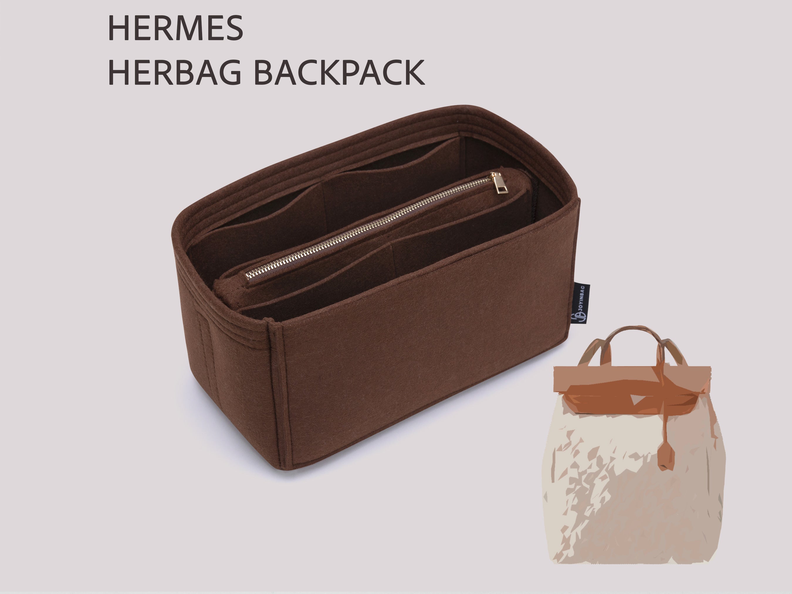 Hermes Herbag Backpack Felt Bag Organizer Insert