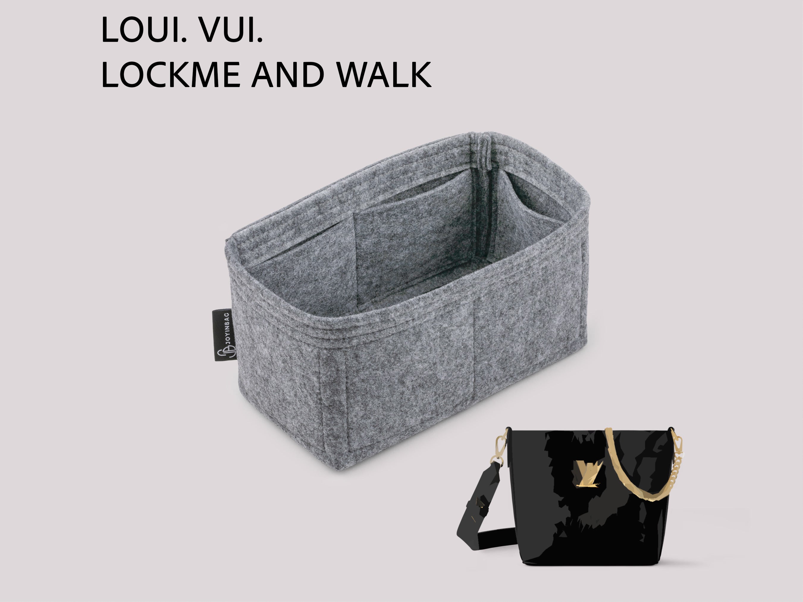 Lockme and Walk Bag Organizer Insert, Felt Liner with Interior and Exterior Pockets