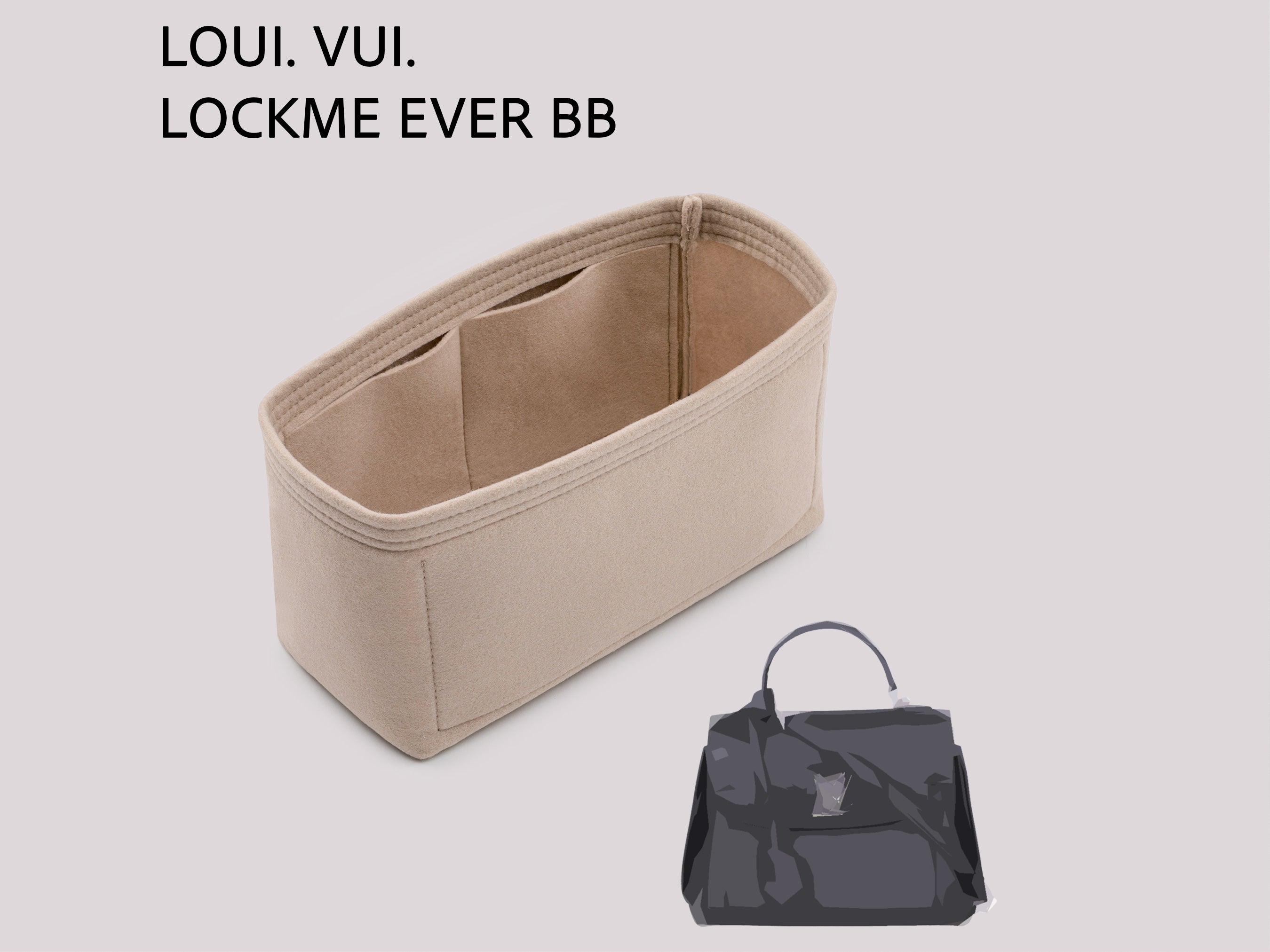 Felt Organizer Insert for Lockme Ever BB Bag with Structured Interior Pockets