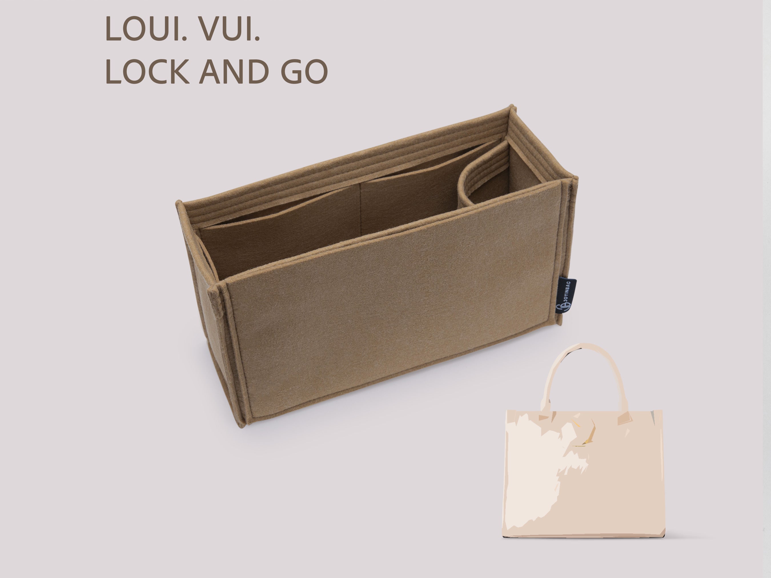 Lock and Go Bag Organizer Insert, Felt Liner with Bottle Holder and Interior Pockets