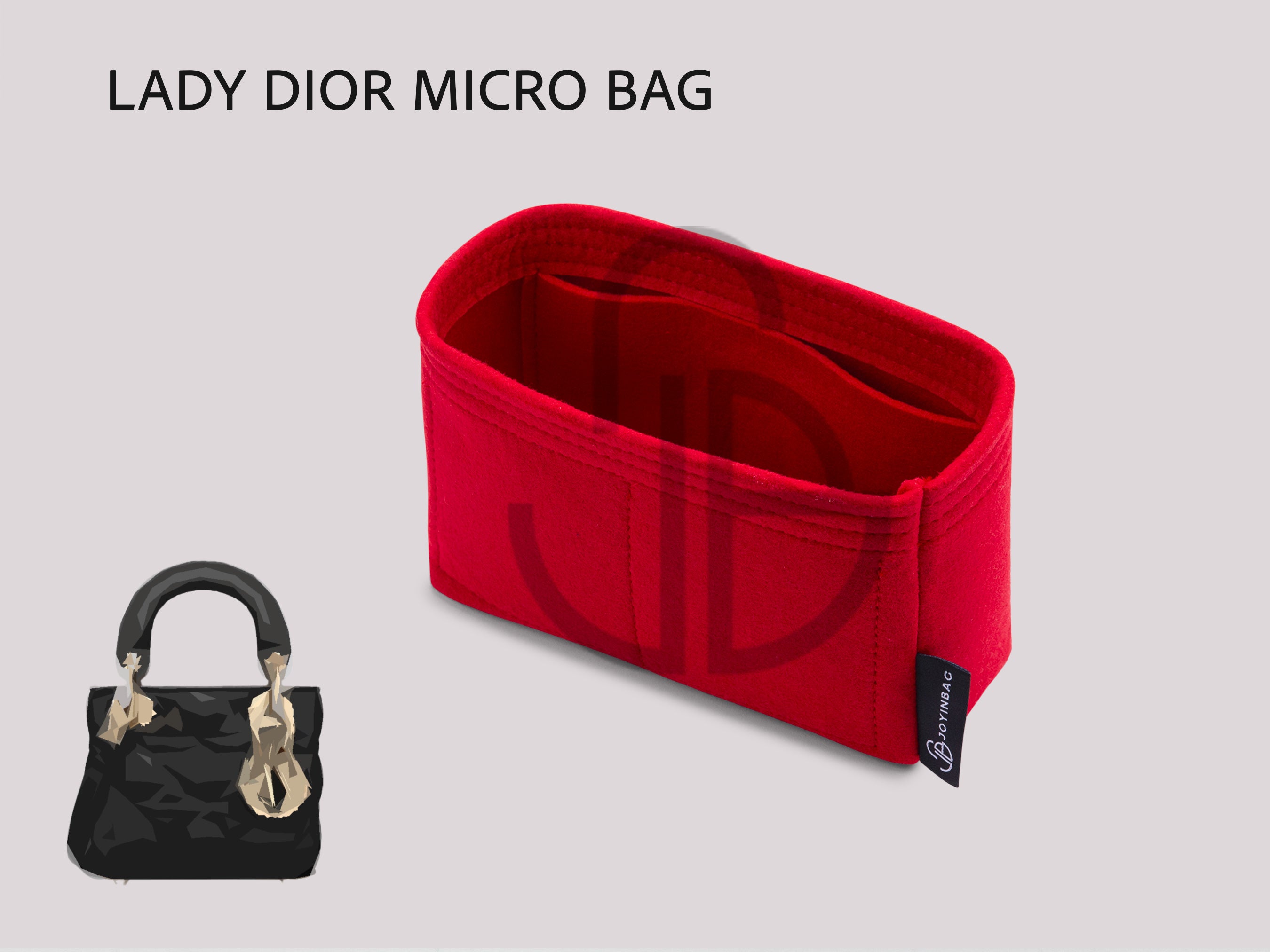 Lady Dior Micro Bag Organizer Insert – Felt Purse Organizer 3 Inner Pockets 2 mm