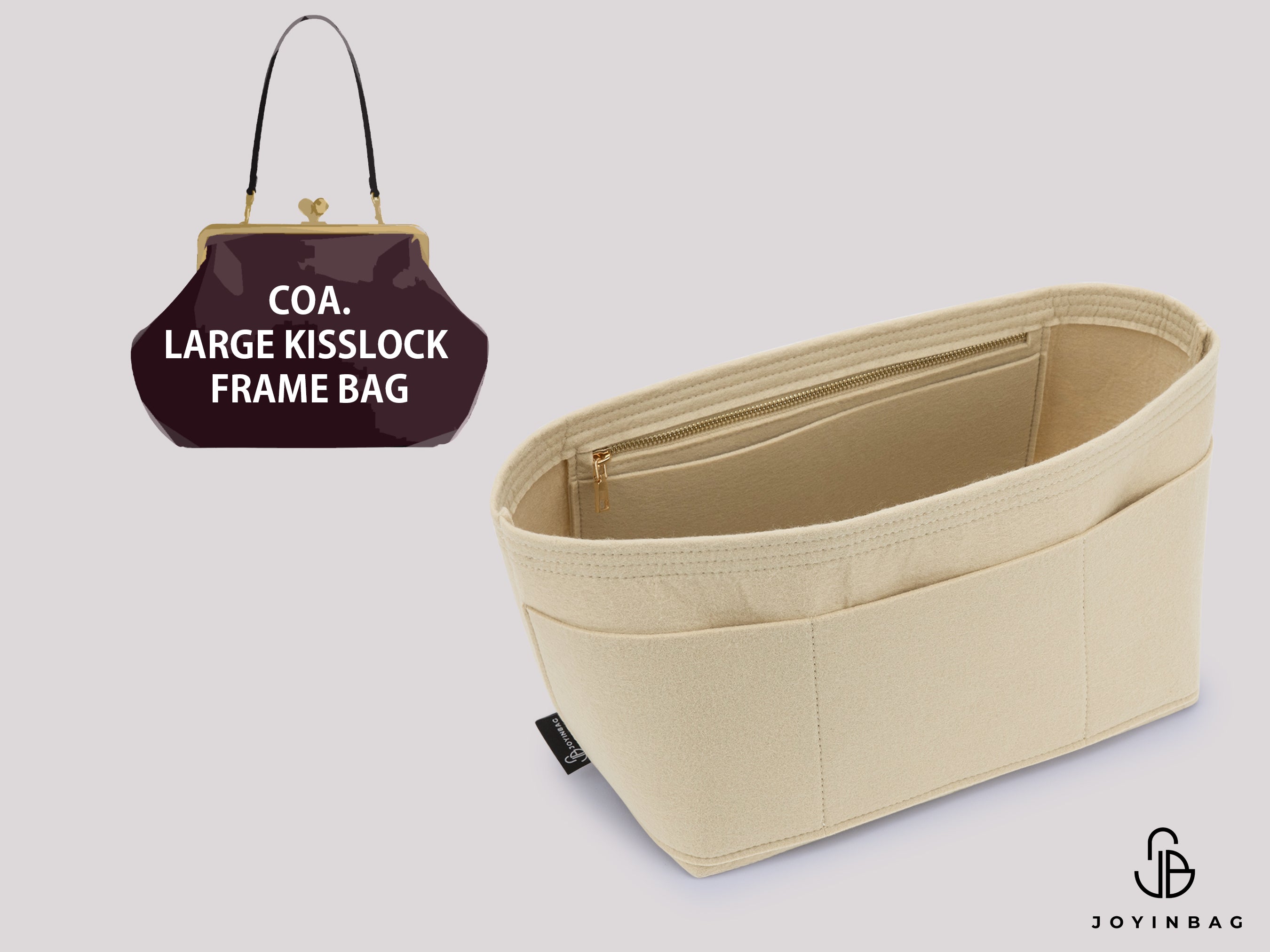 Coach Large Kisslock Frame Bag Organizer – Felt Insert