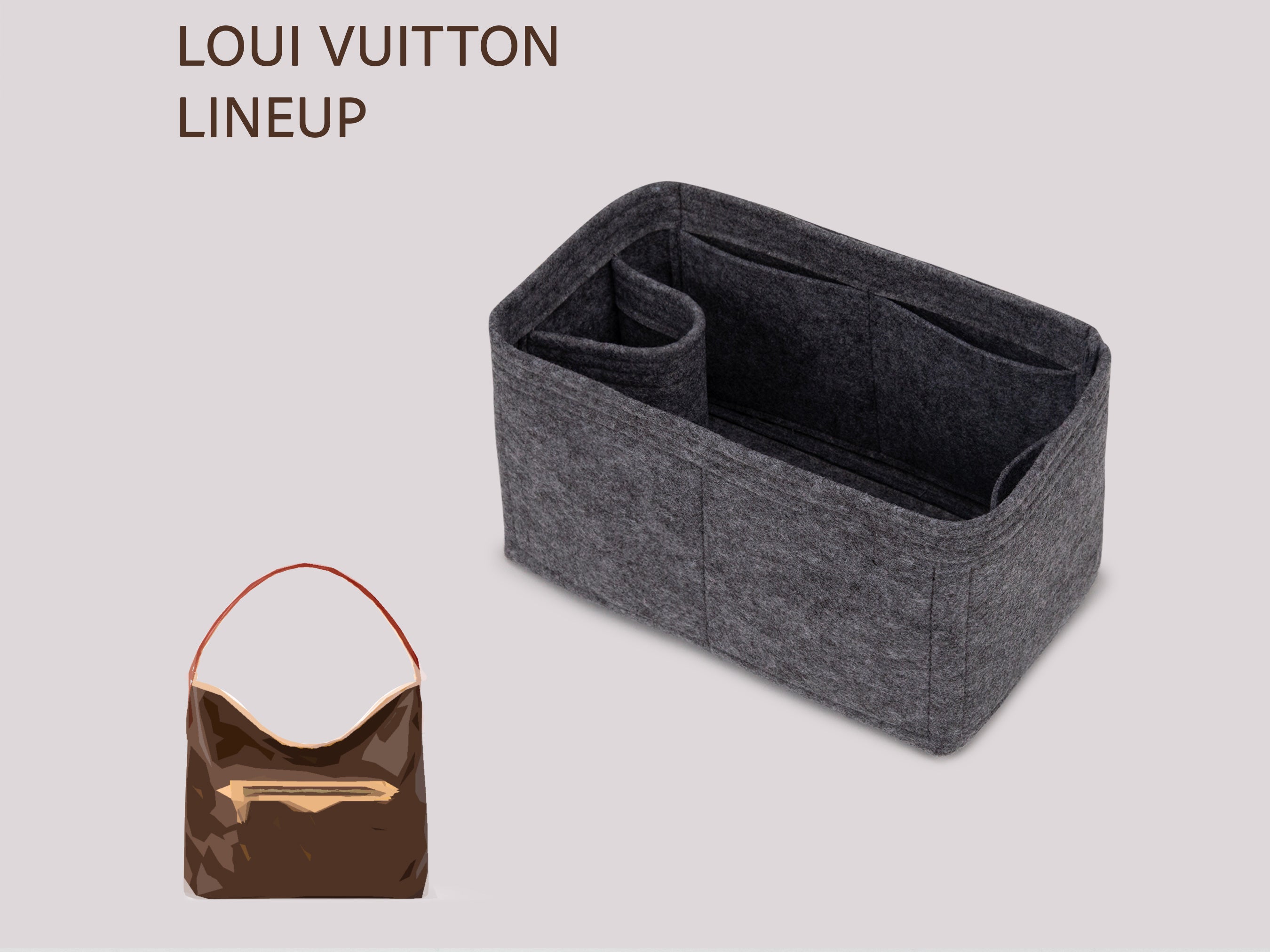 Lineup Bag Organizer Insert, Felt Purse Liner with Bottle Holder