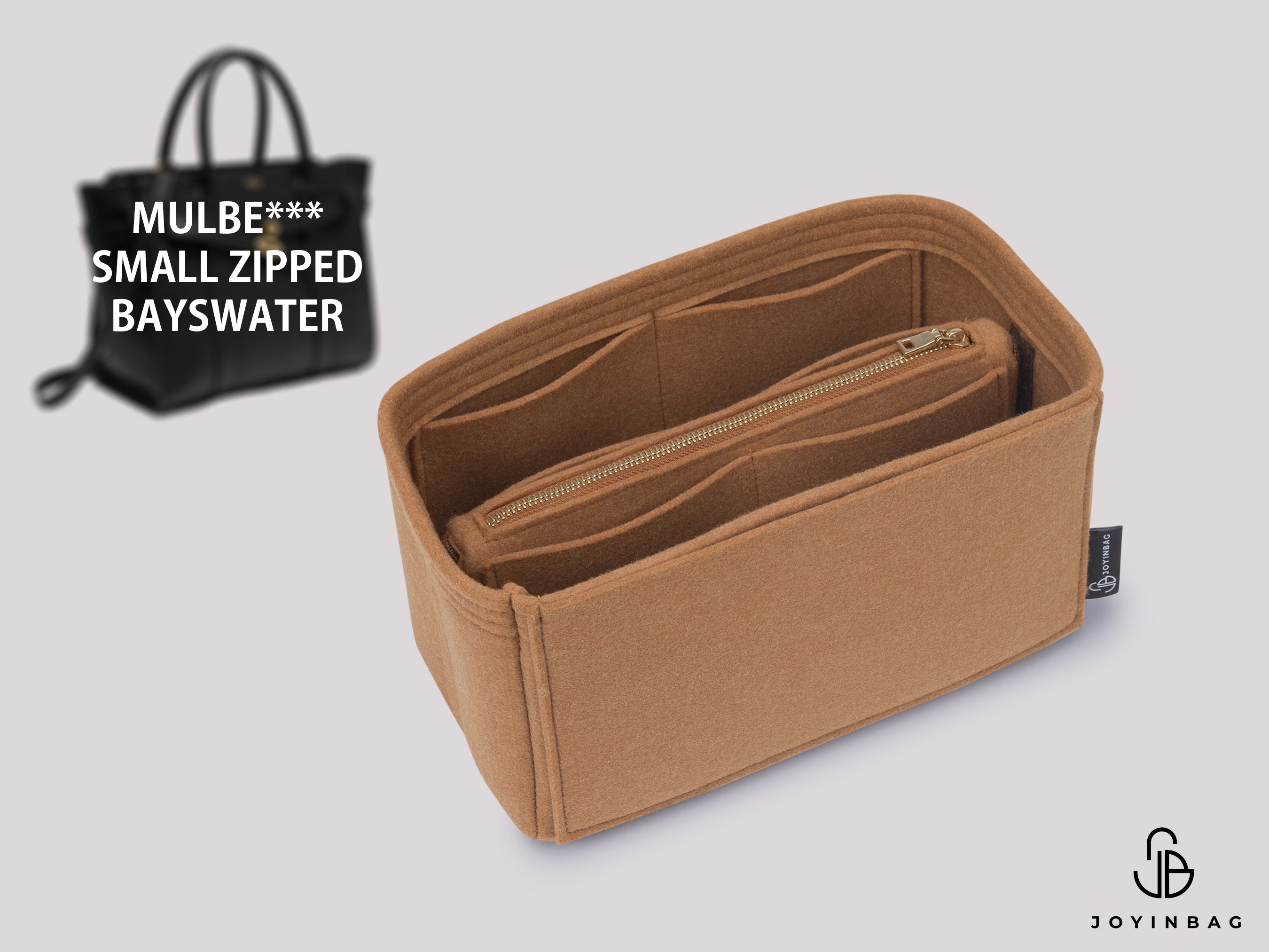 Mulberry Small Zipped Bayswater Bag Organizer – Removable Zippered Pouch & Multiple Inside Pockets