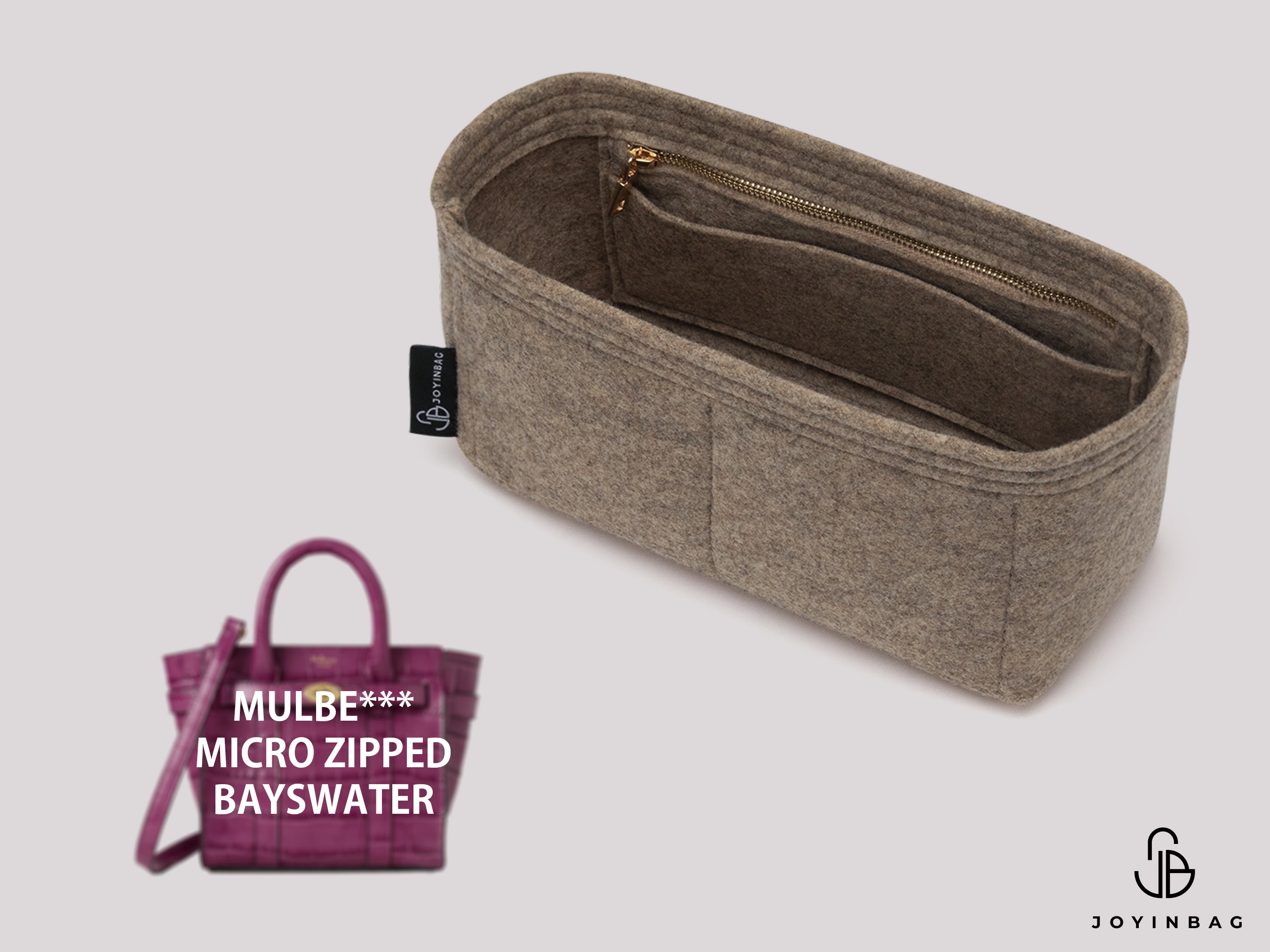 Mulberry Micro Zipped Bayswater Bag Organizer – Felt Insert with Interior Pockets