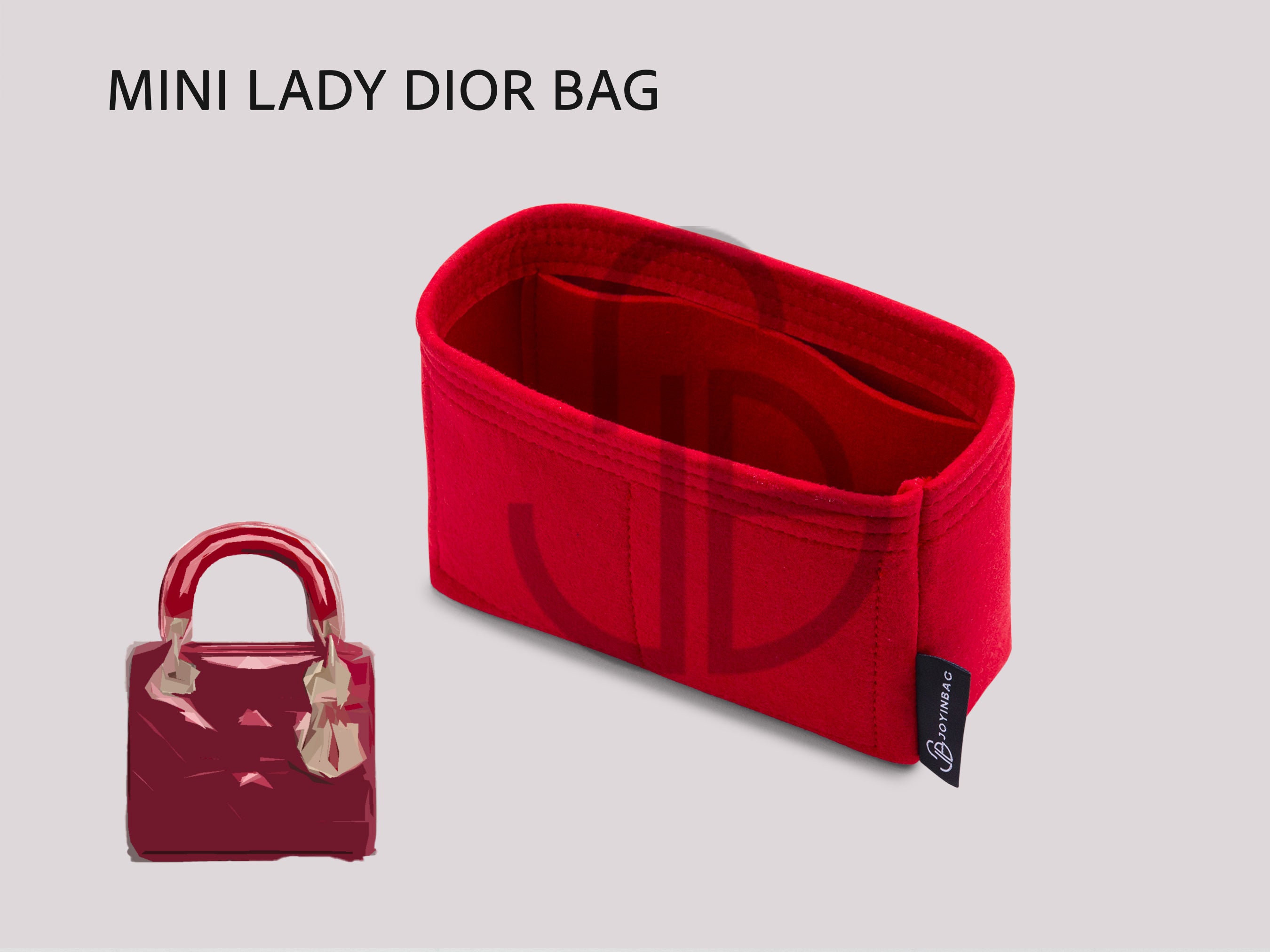 Mini Lady Dior Bag Organizer Insert – Felt Purse Organizer 3 Inner Pockets 2 mm