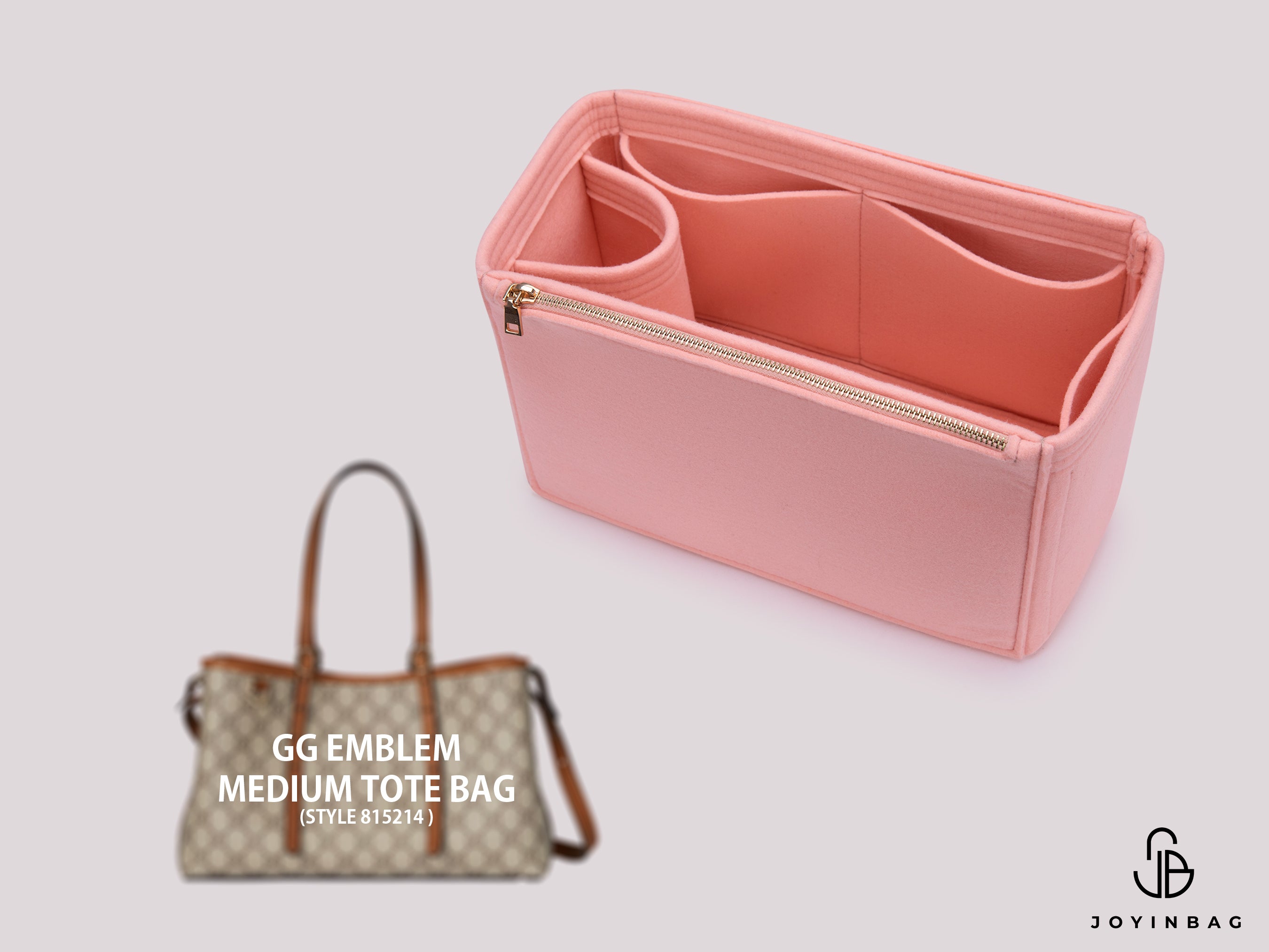 GG Emblem Medium Tote Bag Organizer – 5 Gusseted Inside Pockets & Dual External Pockets