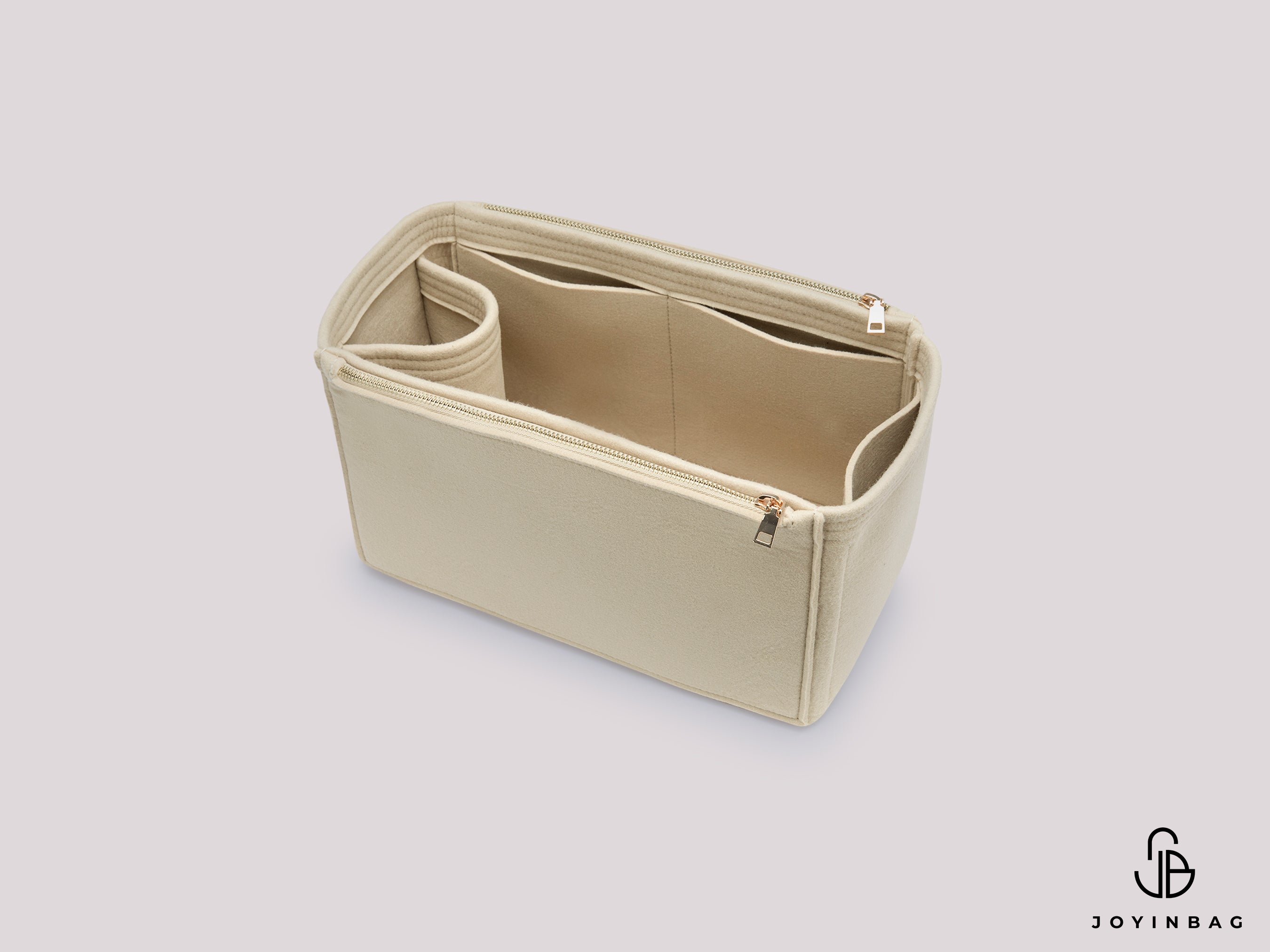 Custom Size Custom Bag Organizer – Bottle Holder & Zipper Pockets (Gold/Silver Hardware)