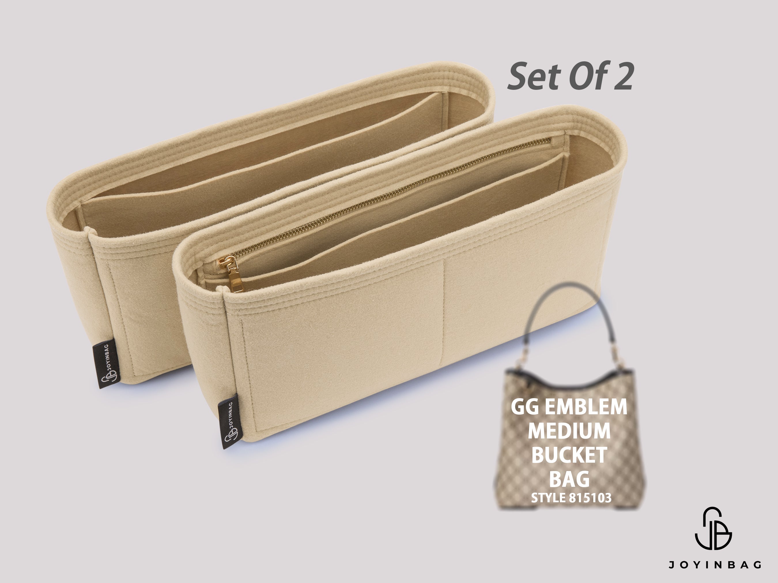 GG Emblem Medium Bucket Bag ‎815103 Organizer Set – 2 Compartments, Custom Fit