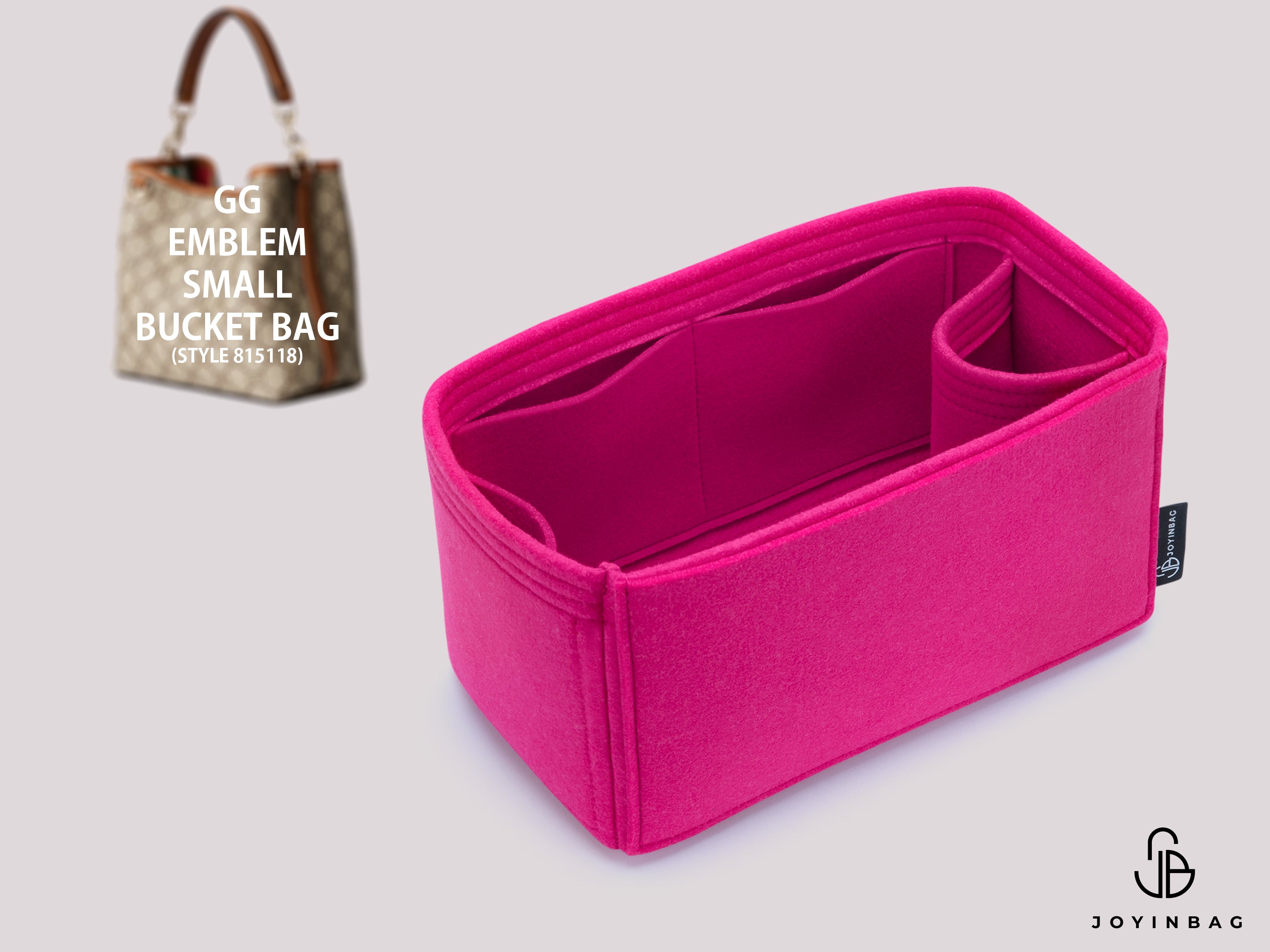 GG Emblem Small Bucket Bag Organizer – 5 Inside Pockets, Bottle Holder & External Pocket