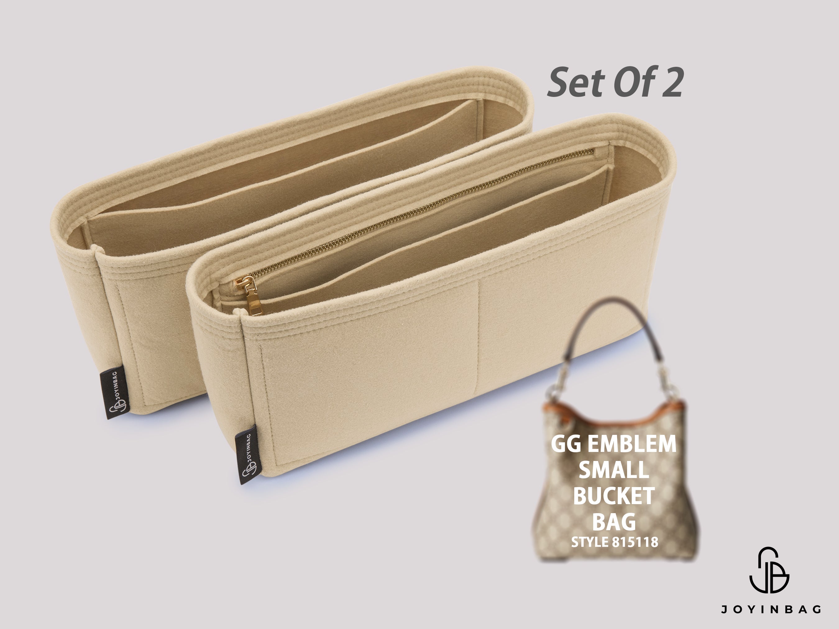 GG Emblem Small Bucket Bag ‎815118 Organizer Set – 2 Compartments, Custom Fit