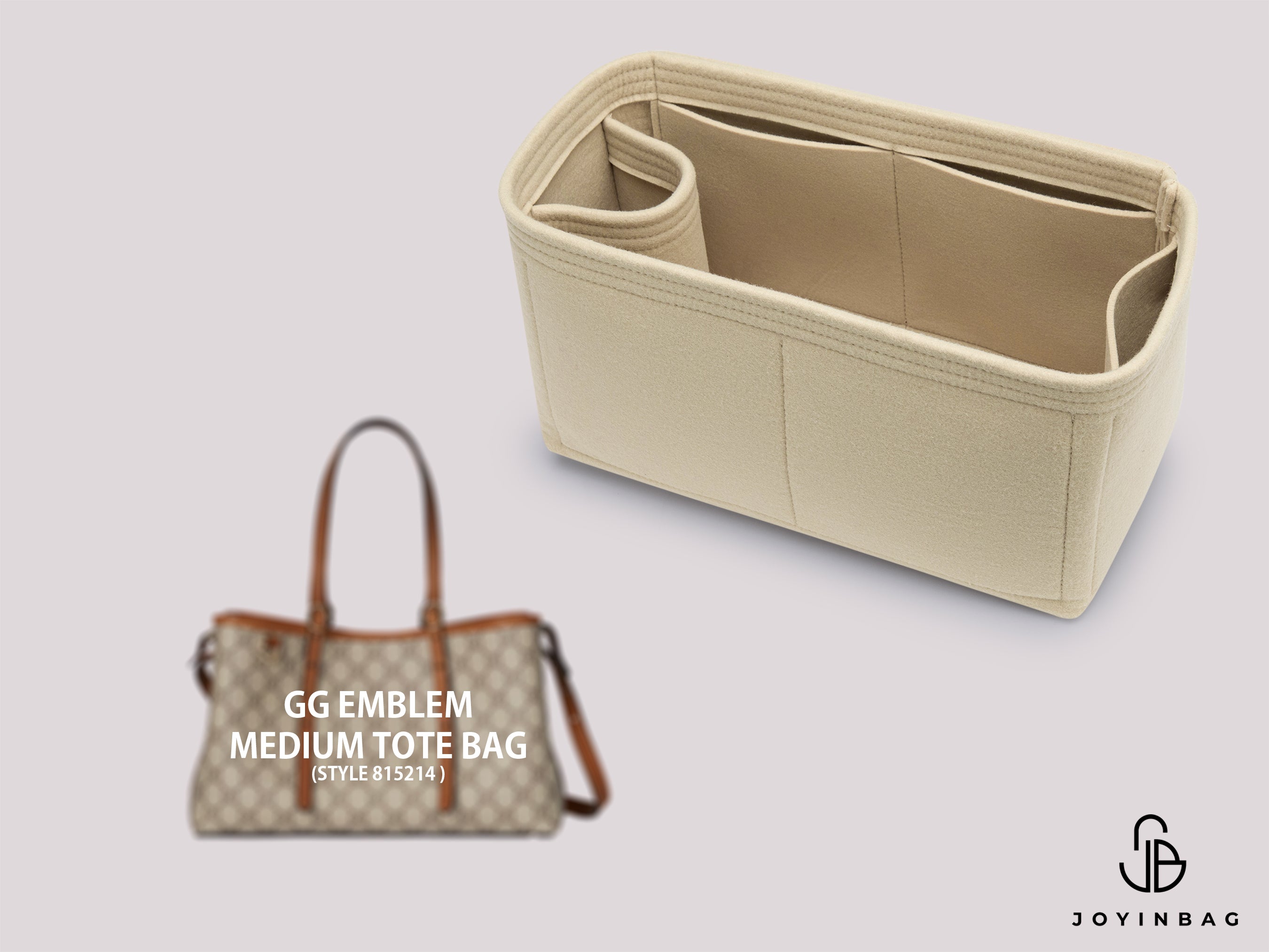 GG Emblem Medium Tote Bag Organizer – 5 Inside Pockets