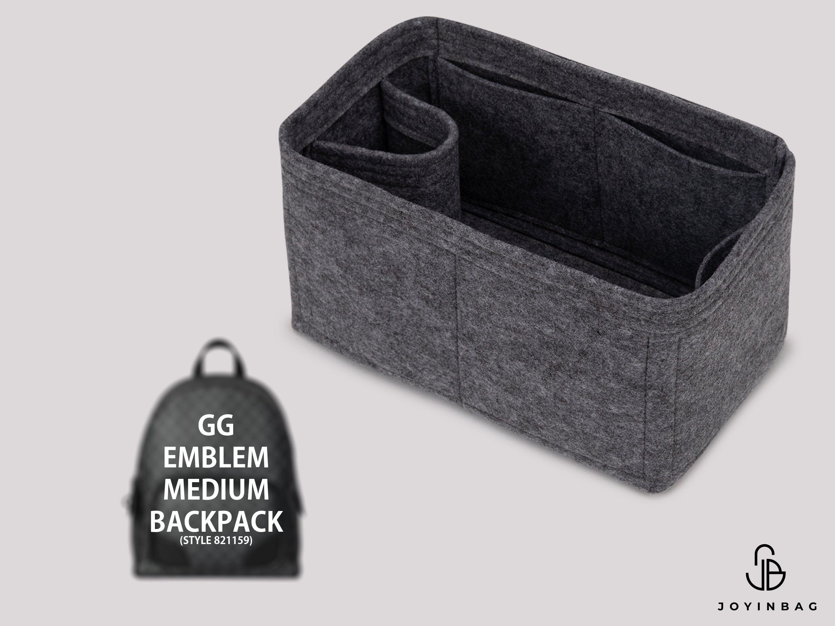 GG Emblem Medium Backpack (Style ‎821159) Organizer – Custom Insert with Inside & External Pockets