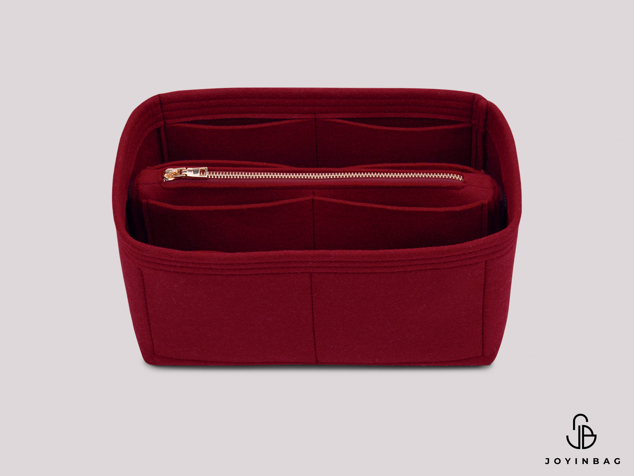 Small Squeeze Bag Organizer Insert Felt Liner with Zipper Pouch