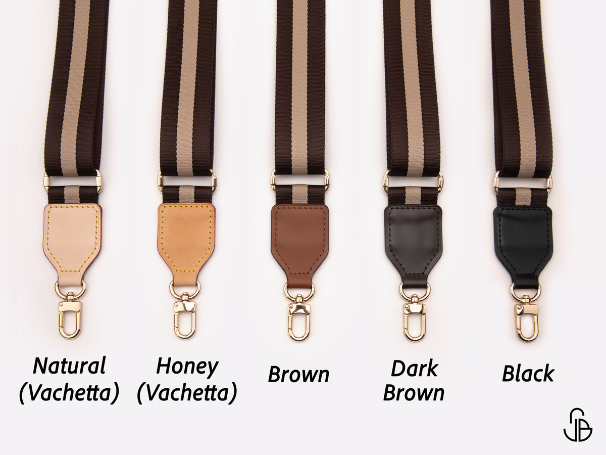 Adjustable Crossbody Bag Strap – 4cm Wide Woven Fabric Replacement Shoulder Strap with Leather Ends